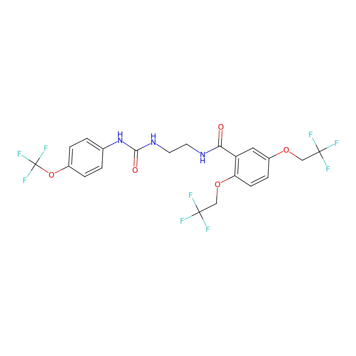 2,5-bis(2,2,2-trifluoroethoxy)-N-[2-({[4-(trifluoromethoxy)anilino]carbonyl}amino)ethyl]benzenecarboxamide molecular structure, CAS 338404-68-5