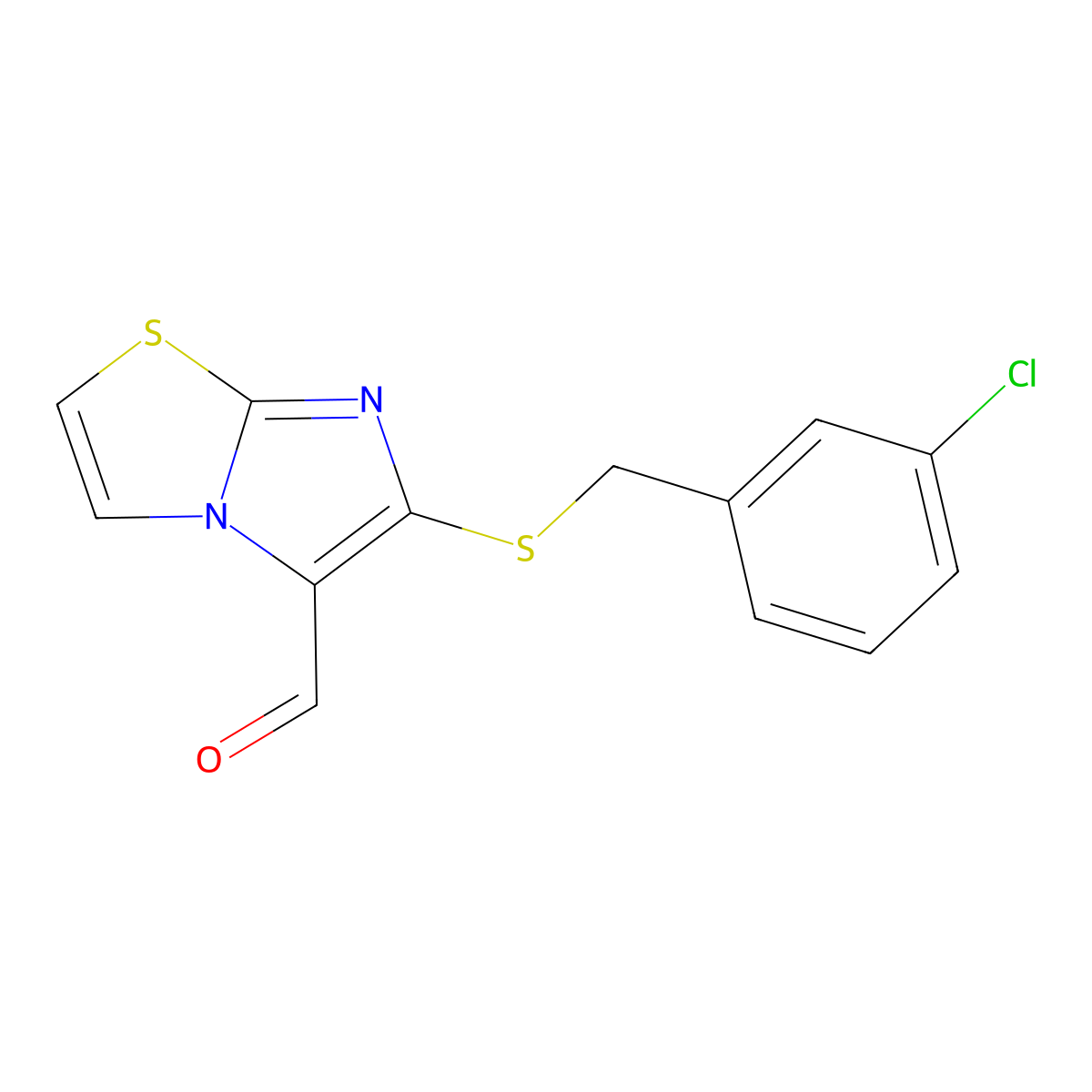 6-[(3-Chlorobenzyl)sulfanyl]imidazo[2,1-b][1,3]thiazole-5-carbaldehyde molecular structure, CAS 338404-71-0