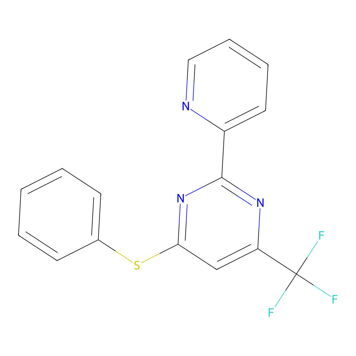 4-(Phenylsulfanyl)-2-(2-pyridinyl)-6-(trifluoromethyl)pyrimidine molecular structure, CAS 338404-82-3