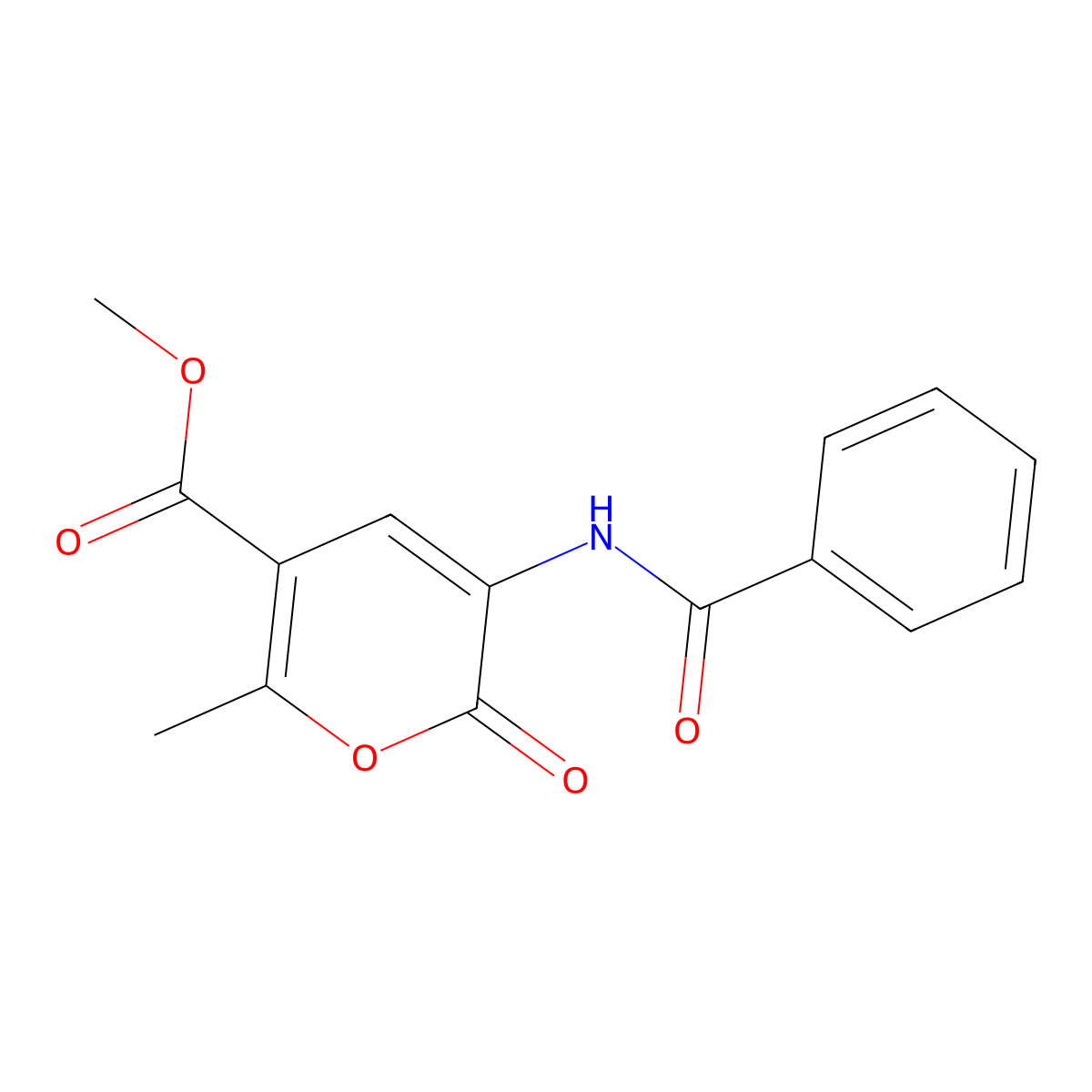 Methyl 3-(benzoylamino)-6-methyl-2-oxo-2H-pyran-5-carboxylate molecular structure, CAS 338404-89-0