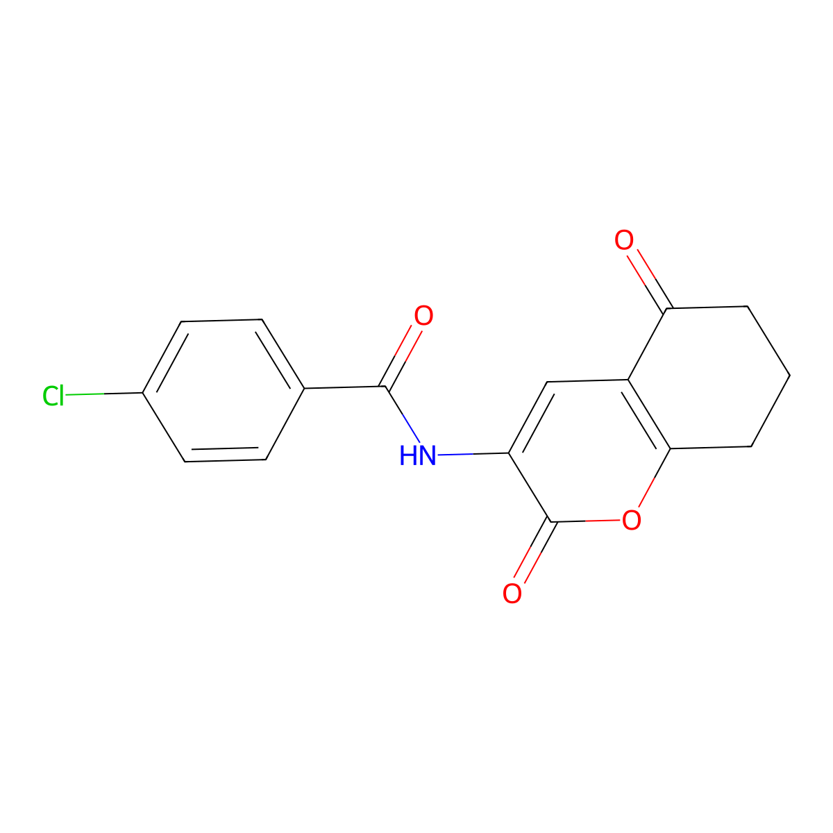 4-chloro-N-(2,5-dioxo-7,8-dihydro-6H-chromen-3-yl)benzamide molecular structure, CAS 338404-90-3