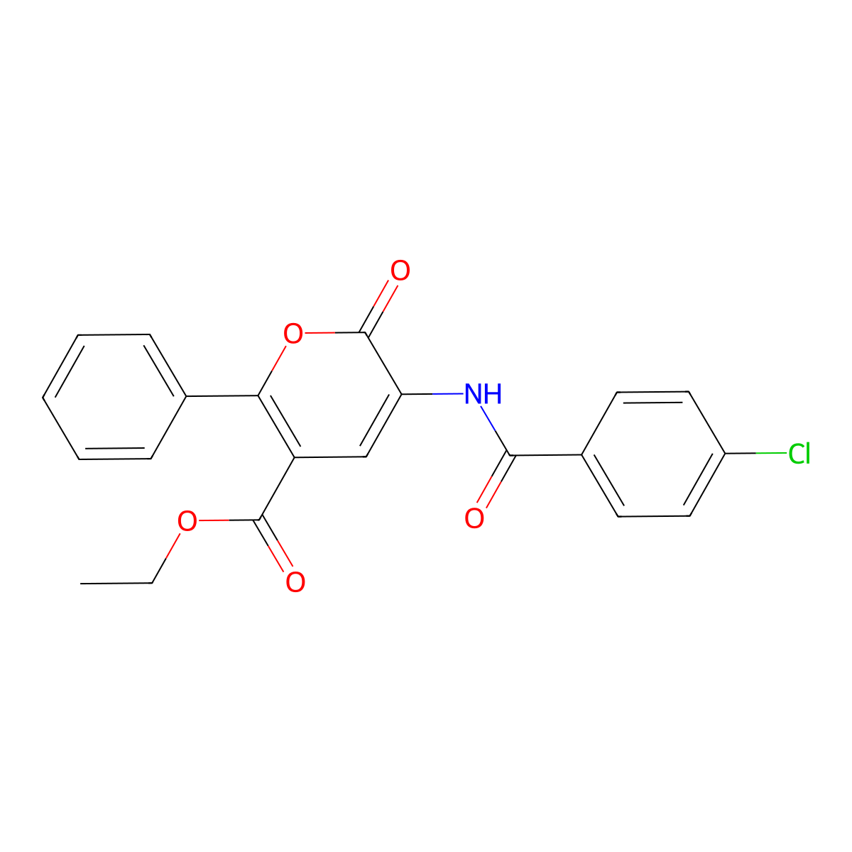 ethyl 3-[(4-chlorobenzoyl)amino]-2-oxo-6-phenyl-2H-pyran-5-carboxylate molecular structure, CAS 338404-92-5