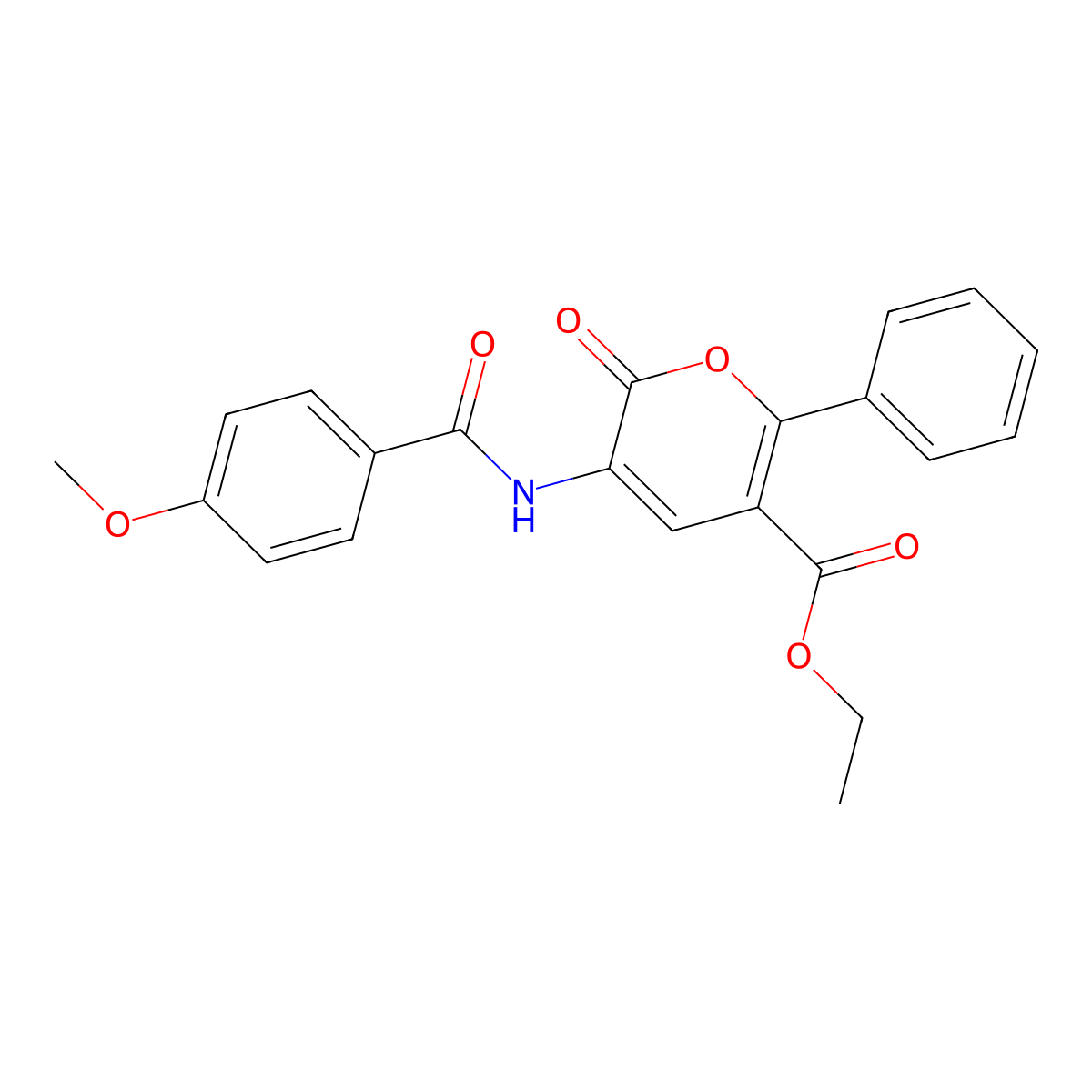 ethyl 3-[(4-methoxybenzoyl)amino]-2-oxo-6-phenyl-2H-pyran-5-carboxylate molecular structure, CAS 338404-95-8