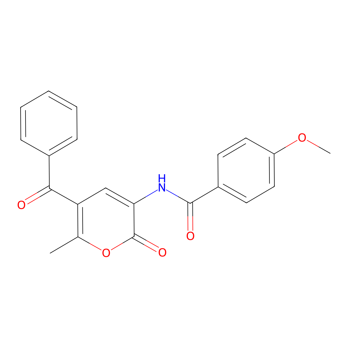 N-(5-benzoyl-6-methyl-2-oxo-2H-pyran-3-yl)-4-methoxybenzenecarboxamide molecular structure, CAS 338404-96-9
