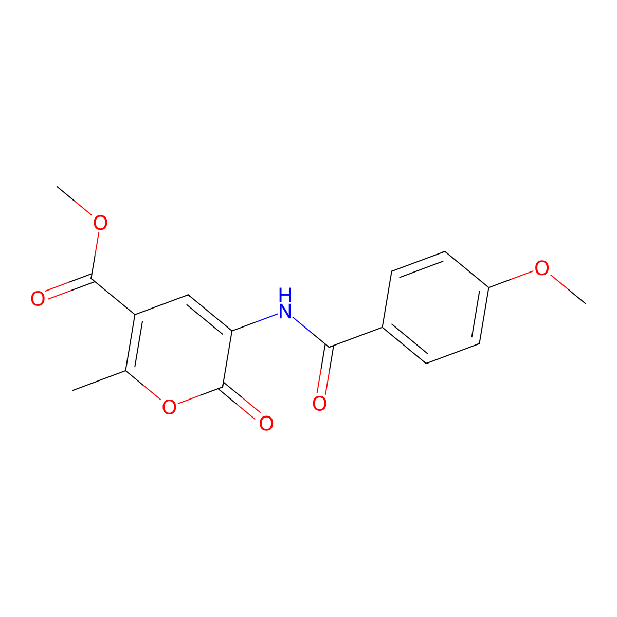 methyl 3-[(4-methoxybenzoyl)amino]-6-methyl-2-oxo-2H-pyran-5-carboxylate molecular structure, CAS 338405-00-8