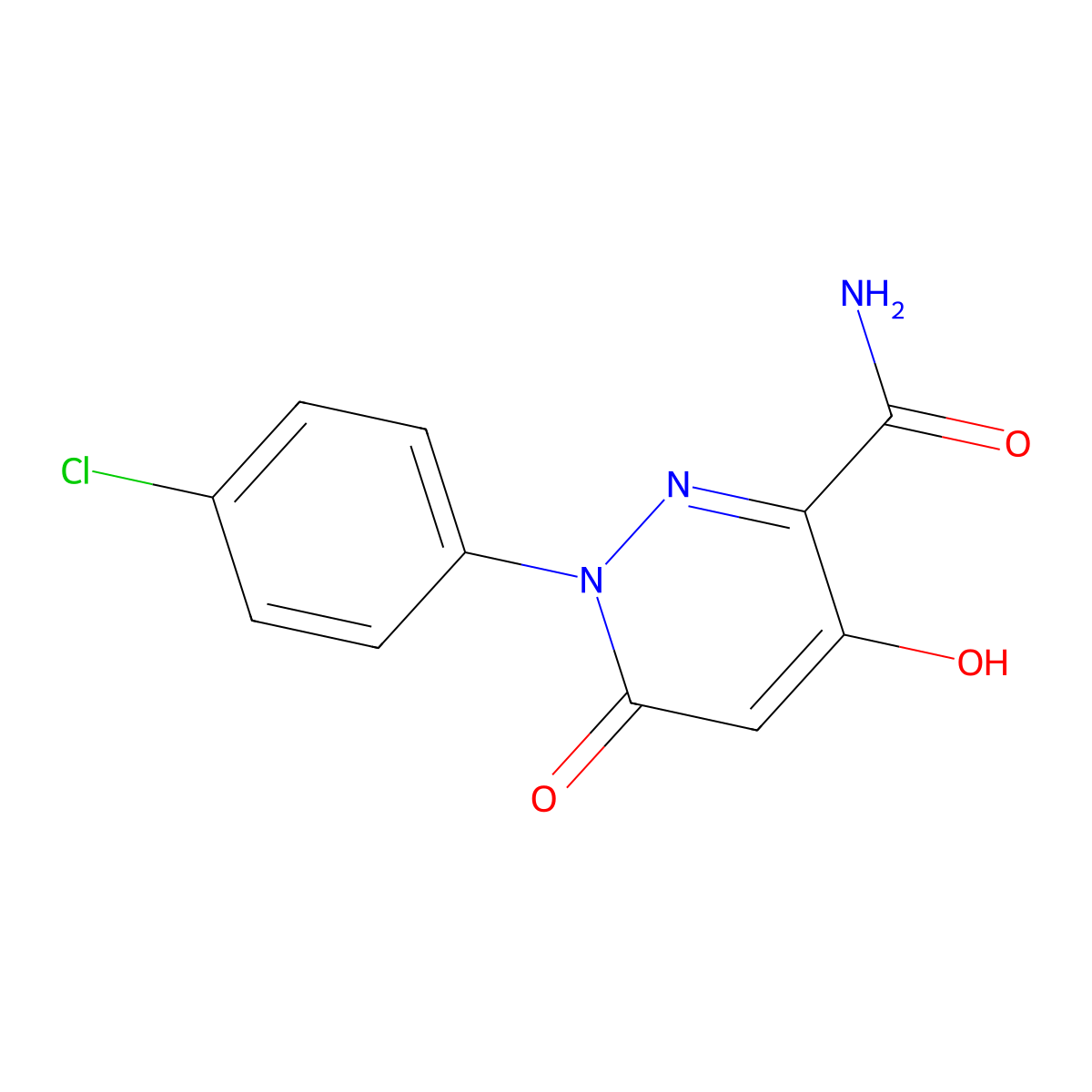1-(4-Chlorophenyl)-4-hydroxy-6-oxo-1,6-dihydro-3-pyridazinecarboxamide molecular structure, CAS 338405-04-2