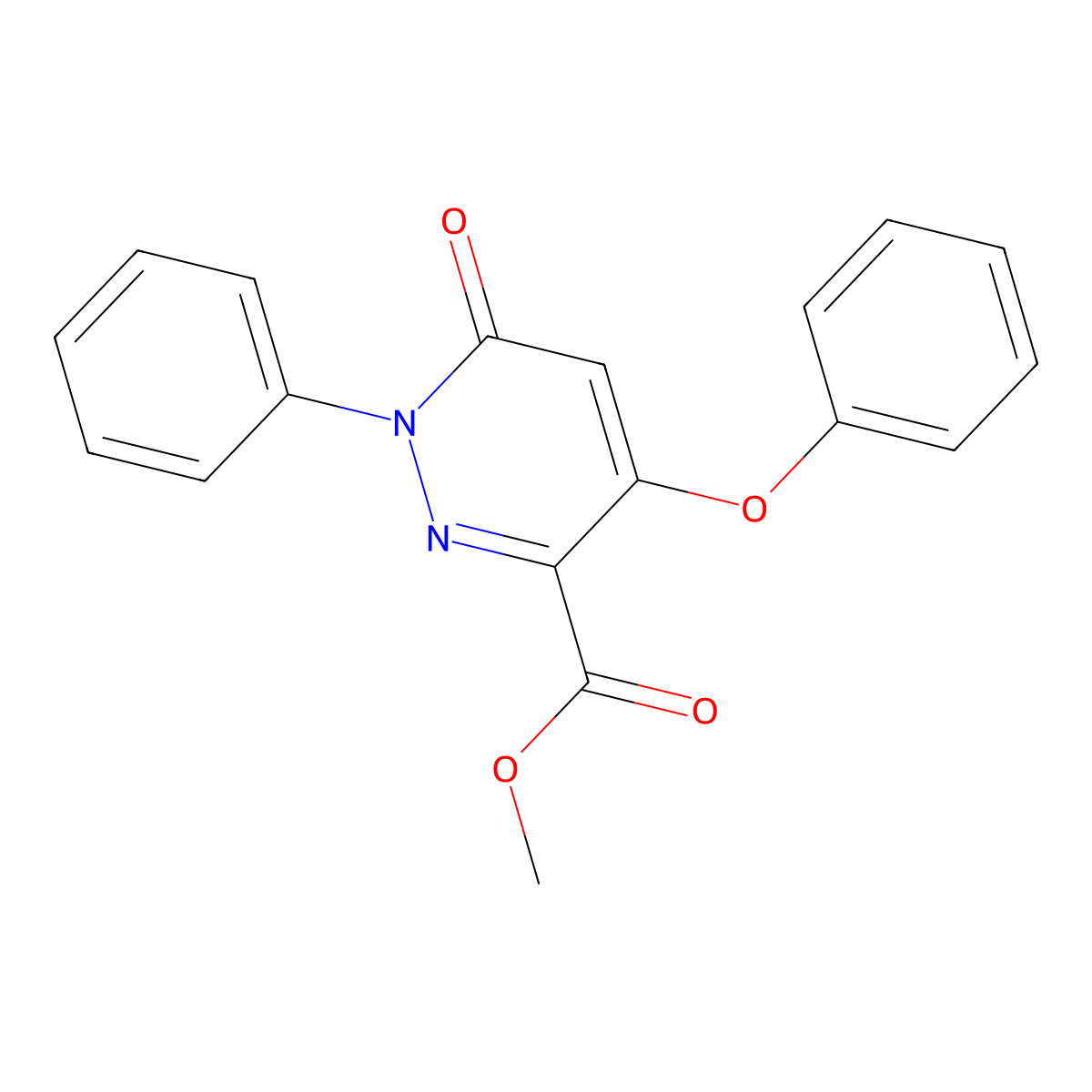Methyl 6-oxo-4-phenoxy-1-phenyl-1,6-dihydropyridazine-3-carboxylate molecular structure, CAS 338405-06-4