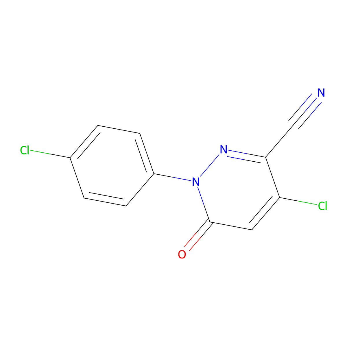 4-Chloro-1-(4-chlorophenyl)-6-oxo-1,6-dihydro-3-pyridazinecarbonitrile molecular structure, CAS 338405-10-0
