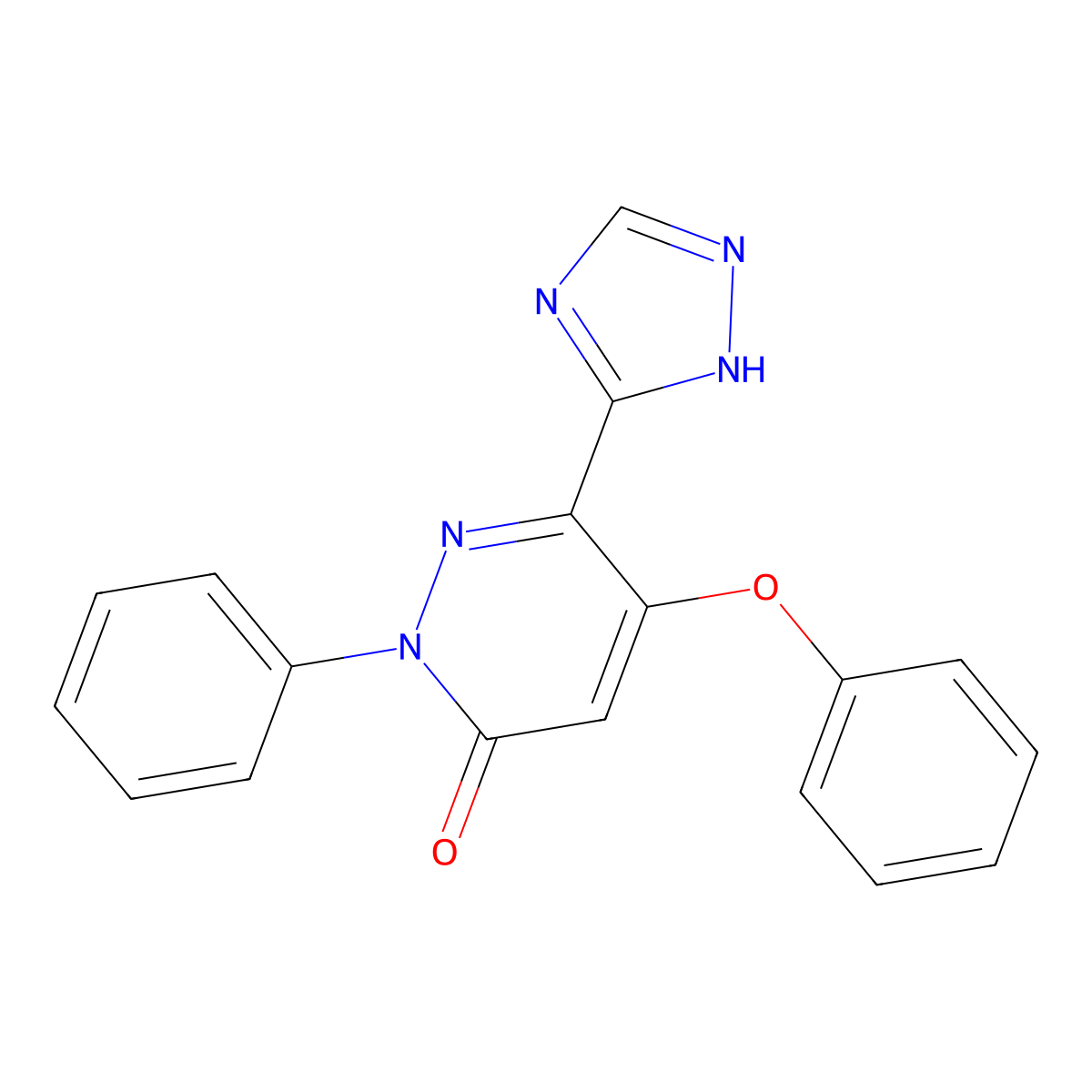 5-phenoxy-2-phenyl-6-(1H-1,2,4-triazol-3-yl)-3(2H)-pyridazinone molecular structure, CAS 338405-34-8
