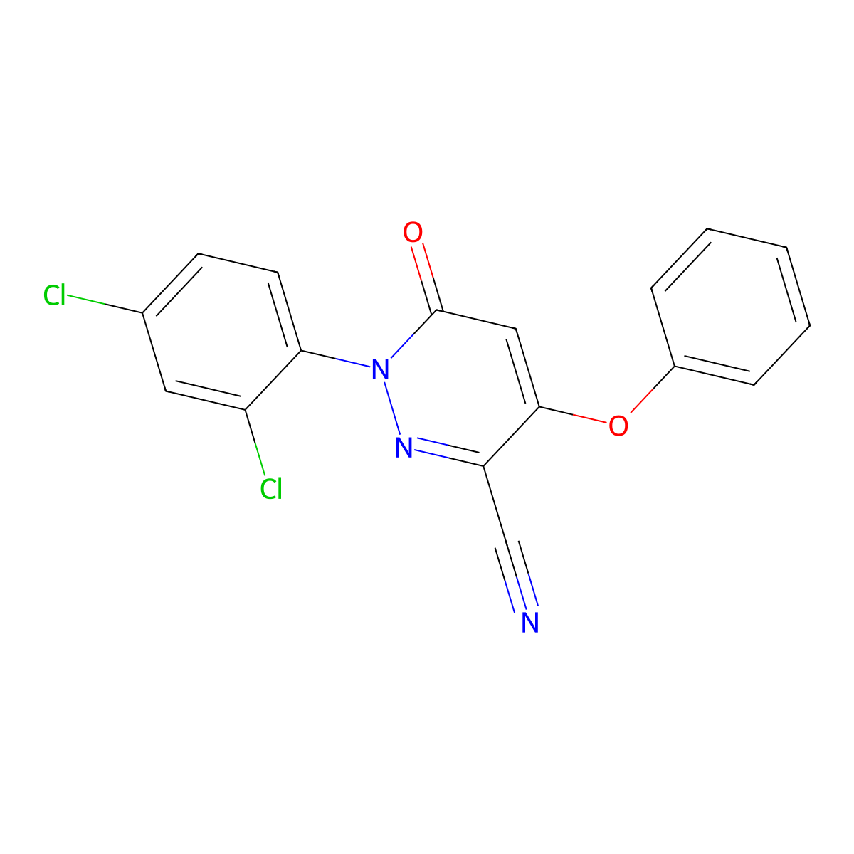 1-(2,4-Dichlorophenyl)-6-oxo-4-phenoxy-1,6-dihydro-3-pyridazinecarbonitrile molecular structure, CAS 338405-51-9