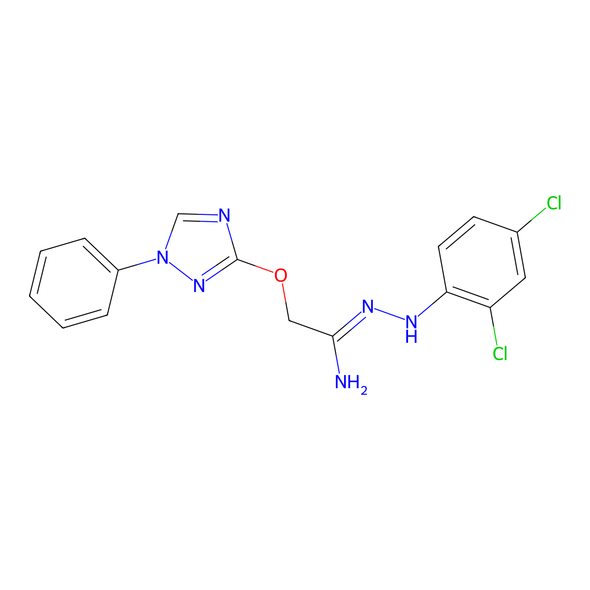 N'-(2,4-dichloroanilino)-2-[(1-phenyl-1,2,4-triazol-3-yl)oxy]ethanimidamide molecular structure, CAS 338405-53-1