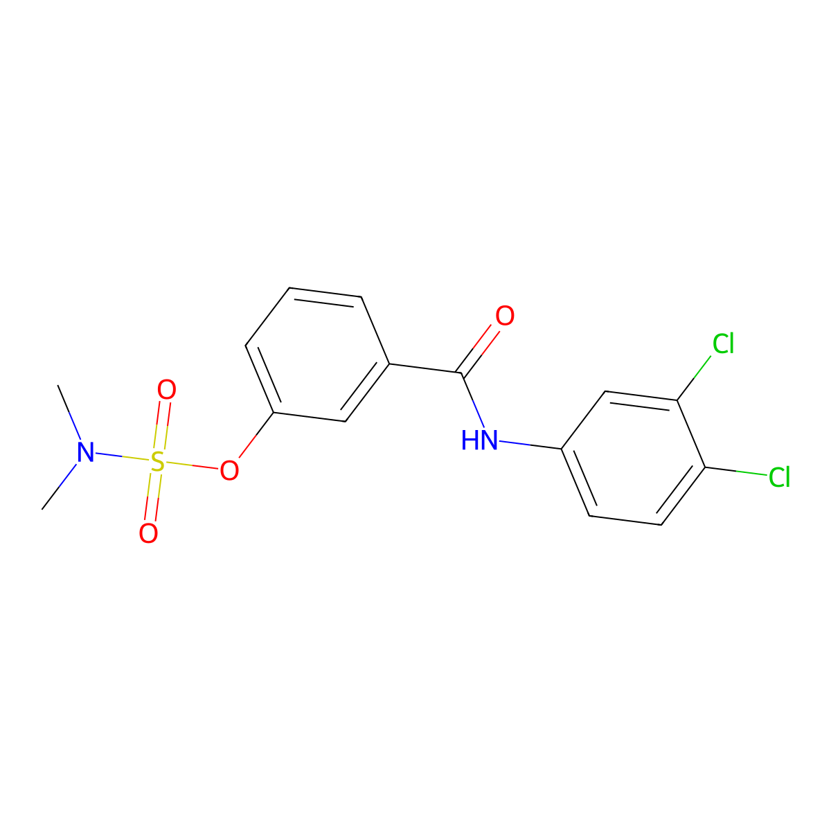 3-[(3,4-dichloroanilino)carbonyl]phenyl-N,N-dimethylsulfamate molecular structure, CAS 338405-88-2