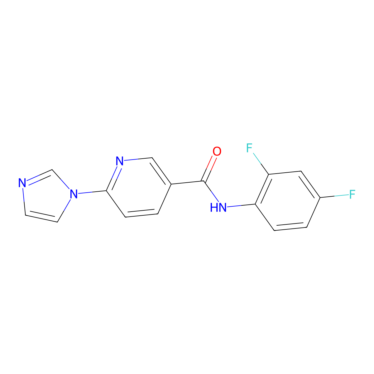 N-(2,4-difluorophenyl)-6-(1H-imidazol-1-yl)nicotinamide molecular structure, CAS 338405-89-3