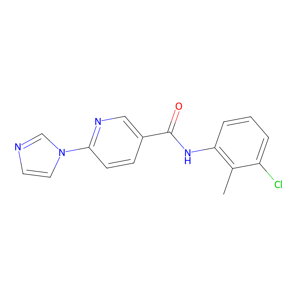 N-(3-chloro-2-methylphenyl)-6-(1H-imidazol-1-yl)nicotinamide molecular structure, CAS 338405-91-7