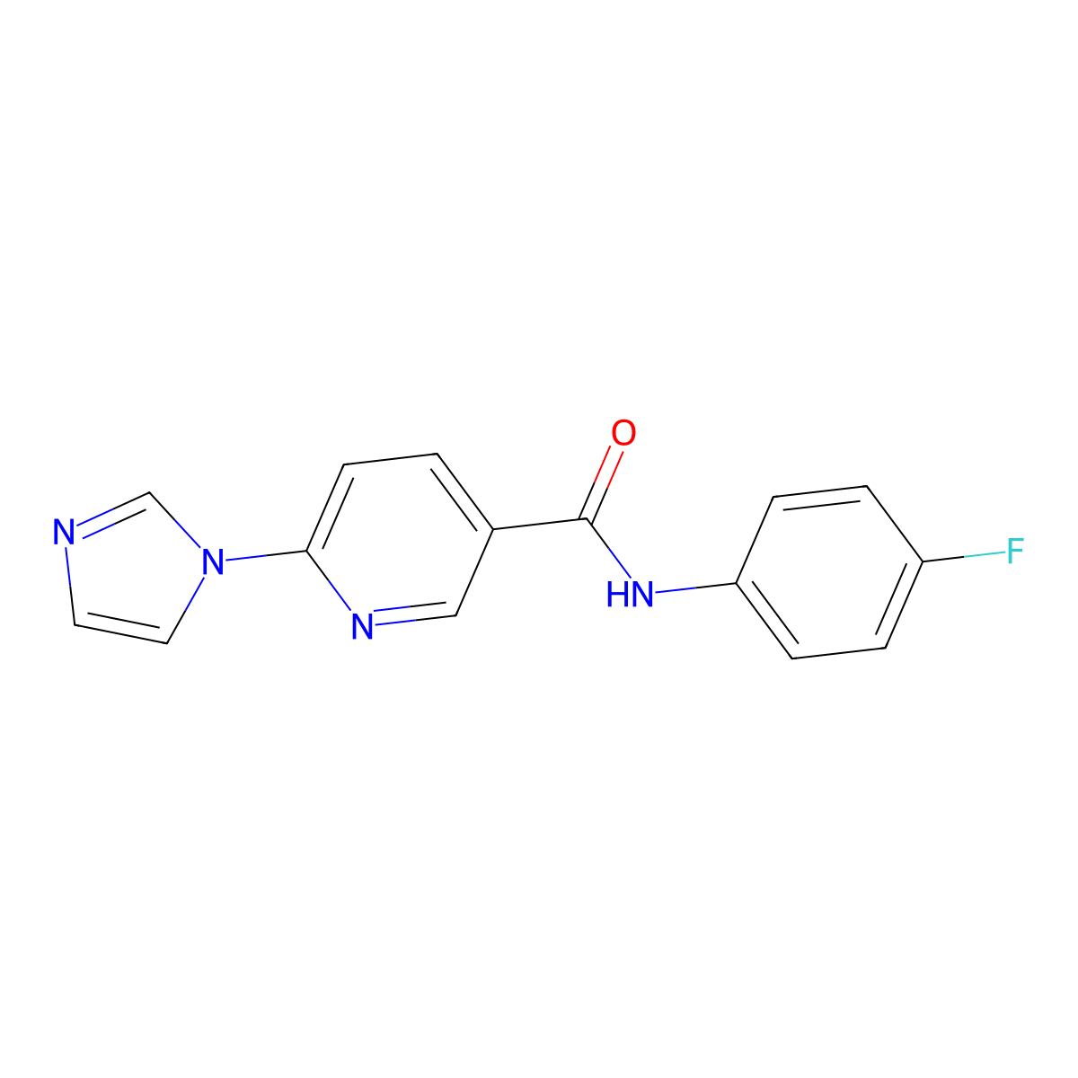N-(4-fluorophenyl)-6-(1H-imidazol-1-yl)nicotinamide molecular structure, CAS 338405-93-9