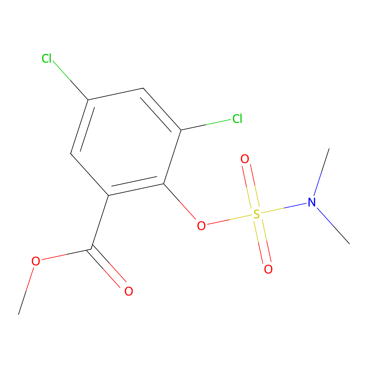 Methyl 3,5-dichloro-2-{[(dimethylamino)sulfonyl]oxy}benzenecarboxylate molecular structure, CAS 338405-94-0