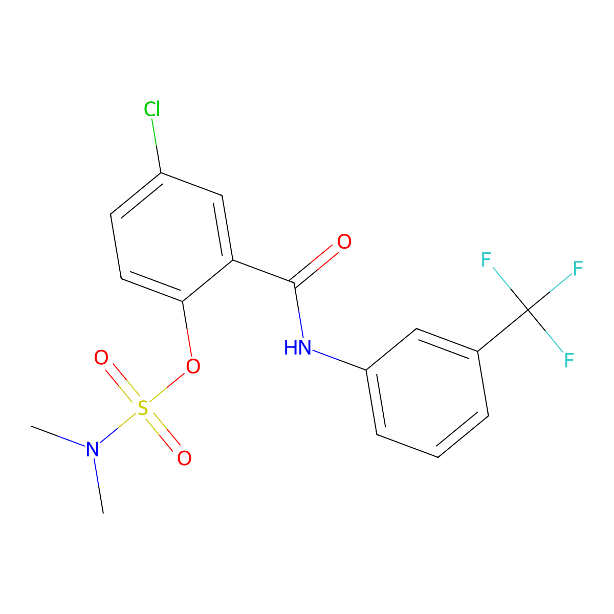 4-chloro-2-{[3-(trifluoromethyl)anilino]carbonyl}phenyl-N,N-dimethylsulfamate molecular structure, CAS 338406-02-3