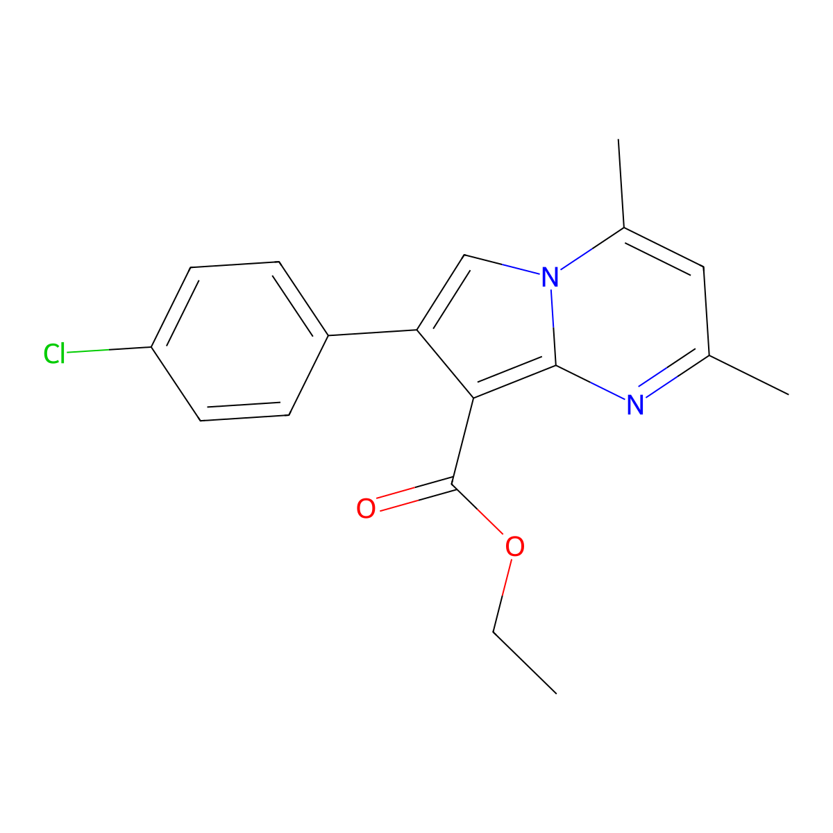 Ethyl 7-(4-chlorophenyl)-2,4-dimethylpyrrolo[1,2-a]pyrimidine-8-carboxylate molecular structure, CAS 338406-13-6