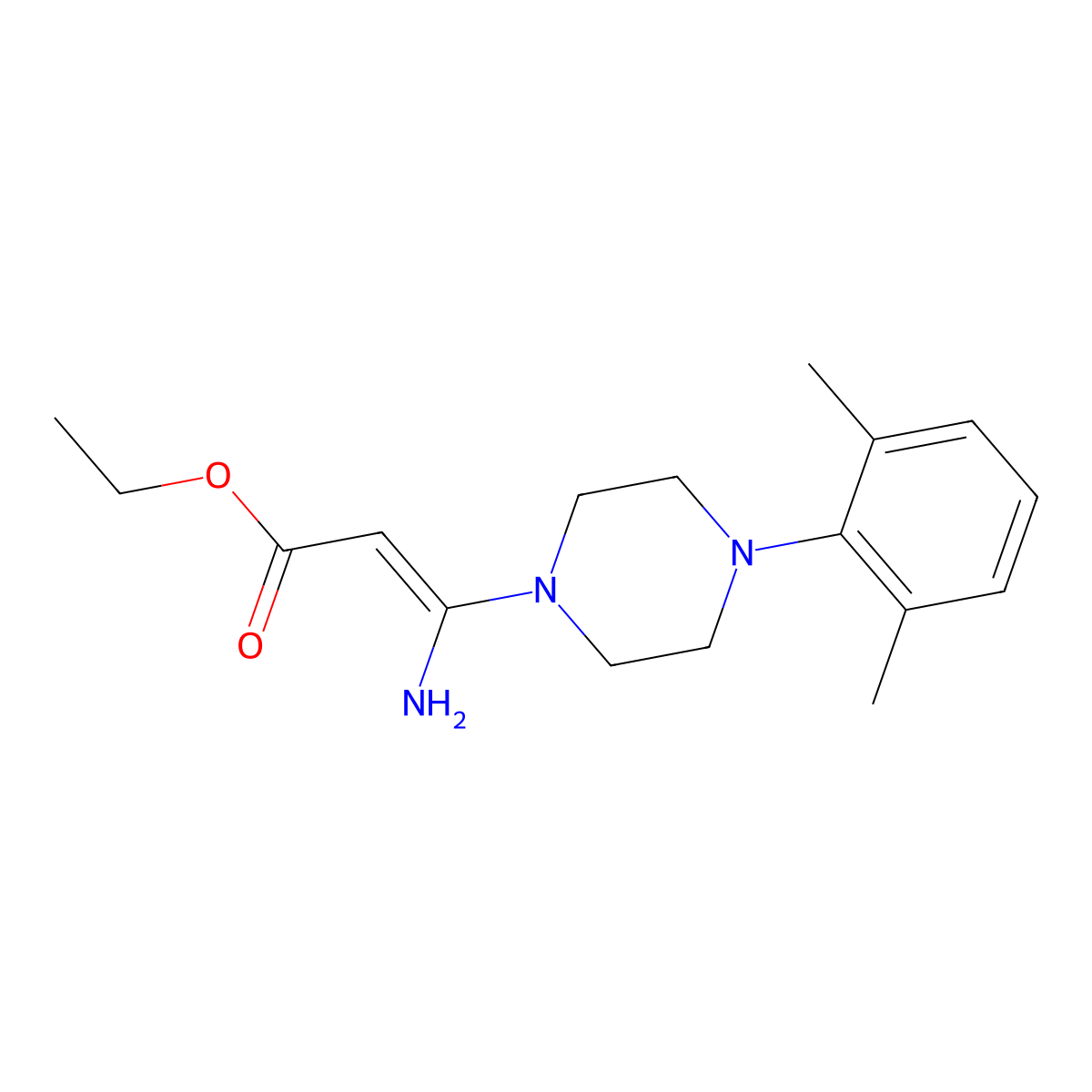 Ethyl 3-amino-3-[4-(2,6-dimethylphenyl)piperazino]acrylate molecular structure, CAS 338406-18-1
