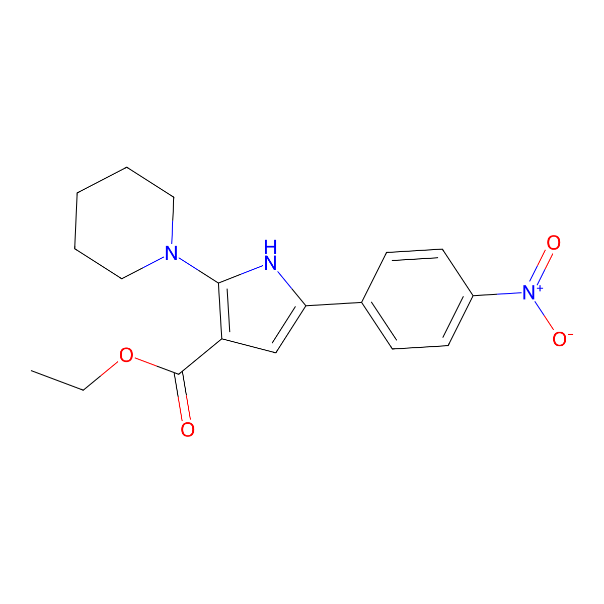 ethyl 5-(4-nitrophenyl)-2-piperidino-1H-pyrrole-3-carboxylate molecular structure, CAS 338406-28-3