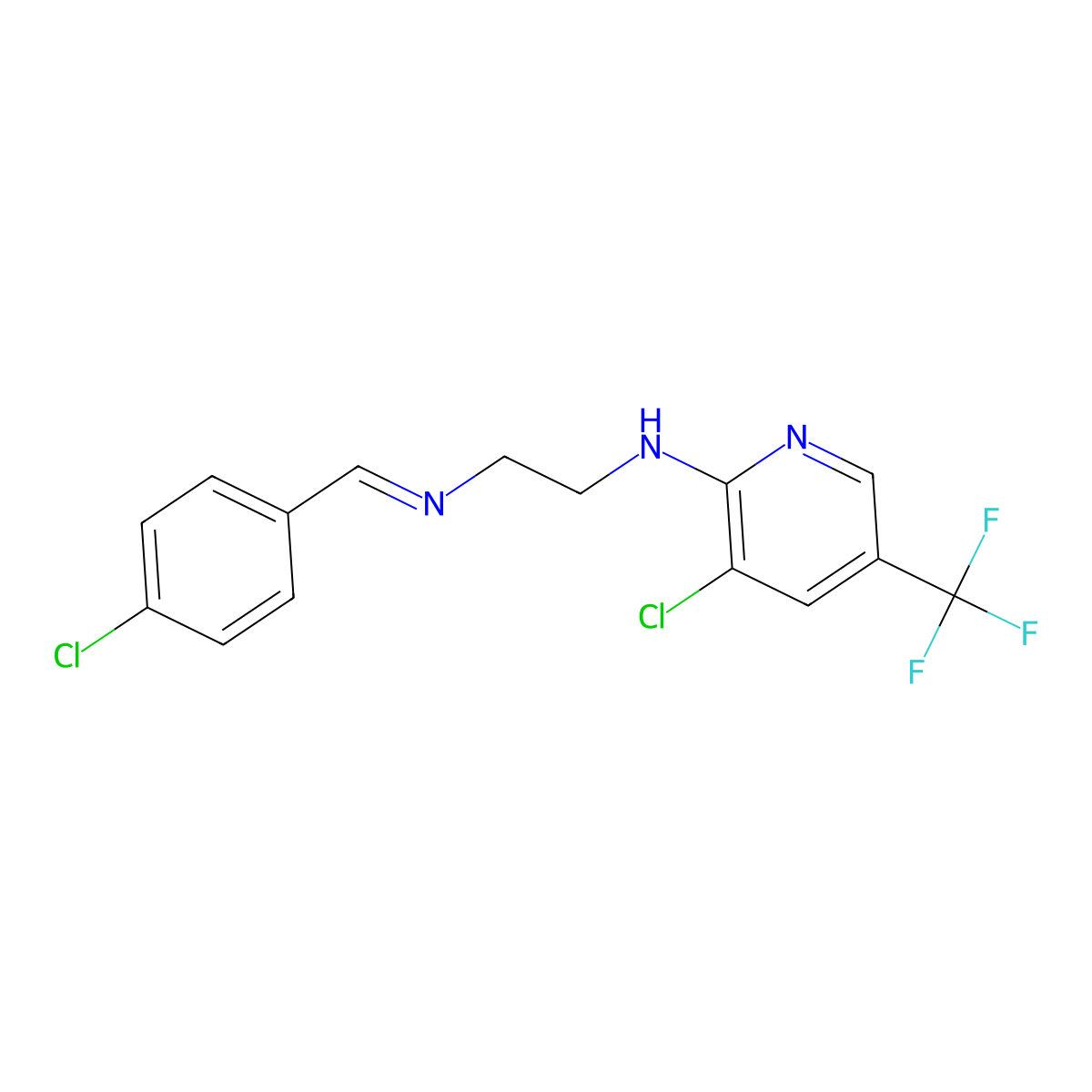 N~1~-[(4-chlorophenyl)methylene]-N~2~-[3-chloro-5-(trifluoromethyl)-2-pyridinyl]-1,2-ethanediamine molecular structure, CAS 338406-29-4