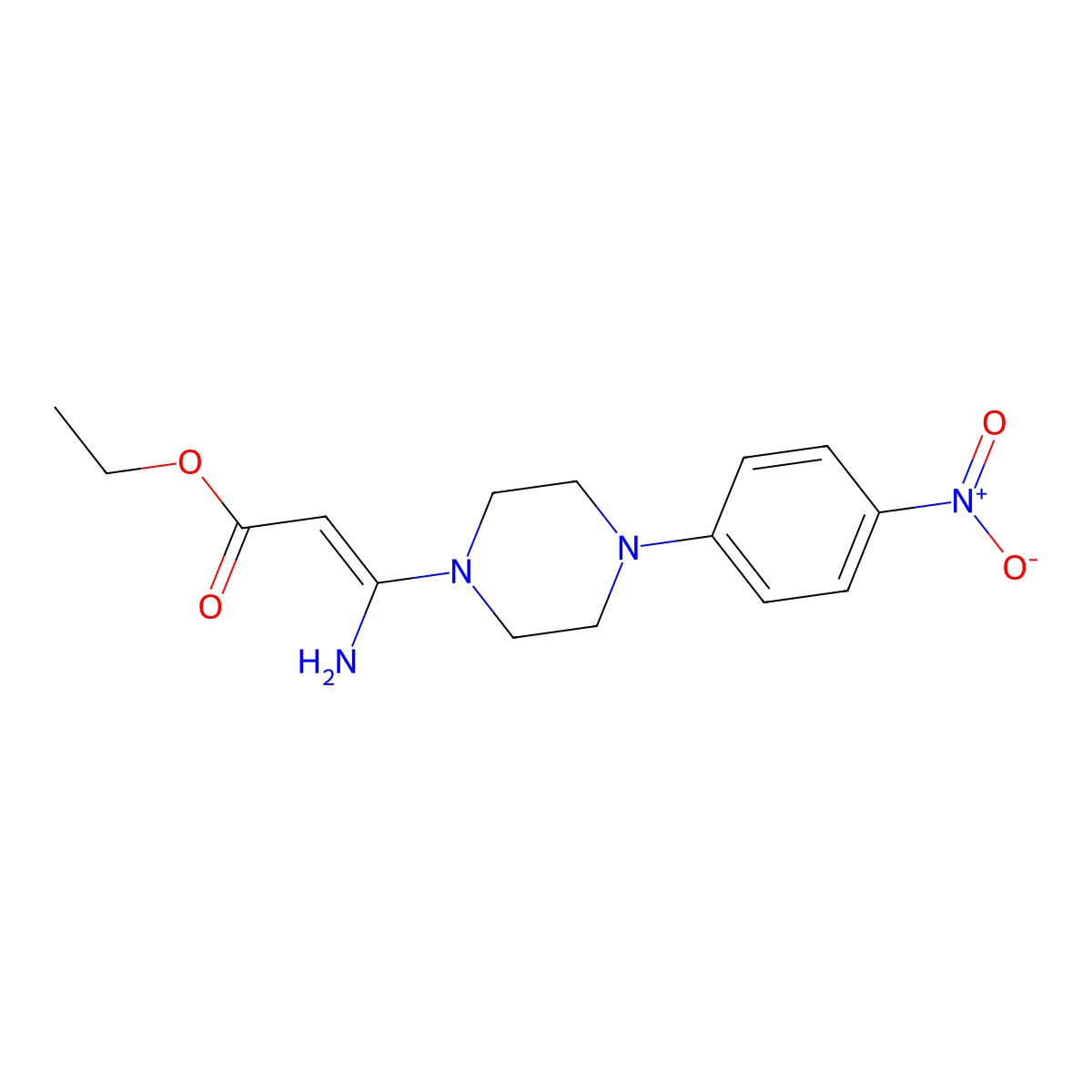 Ethyl 3-amino-3-[4-(4-nitrophenyl)piperazino]acrylate molecular structure, CAS 338406-30-7