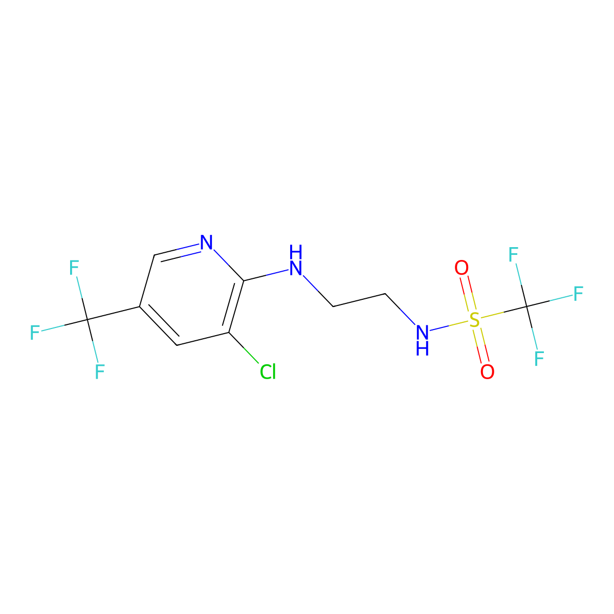 N-(2-{[3-chloro-5-(trifluoromethyl)-2-pyridinyl]amino}ethyl)(trifluoro)methanesulfonamide molecular structure, CAS 338406-31-8