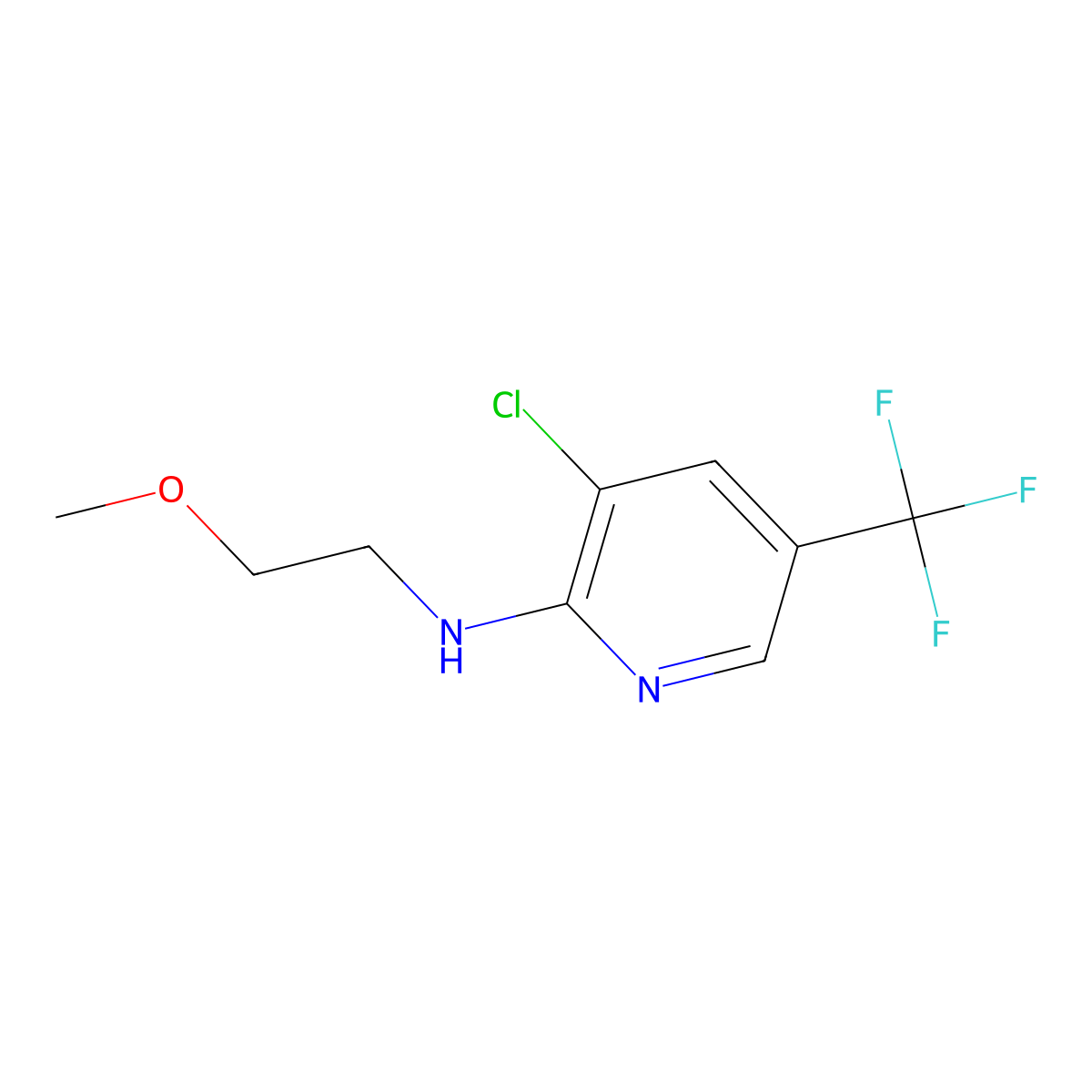 3-chloro-N-(2-methoxyethyl)-5-(trifluoromethyl)pyridin-2-amine molecular structure, CAS 338406-35-2