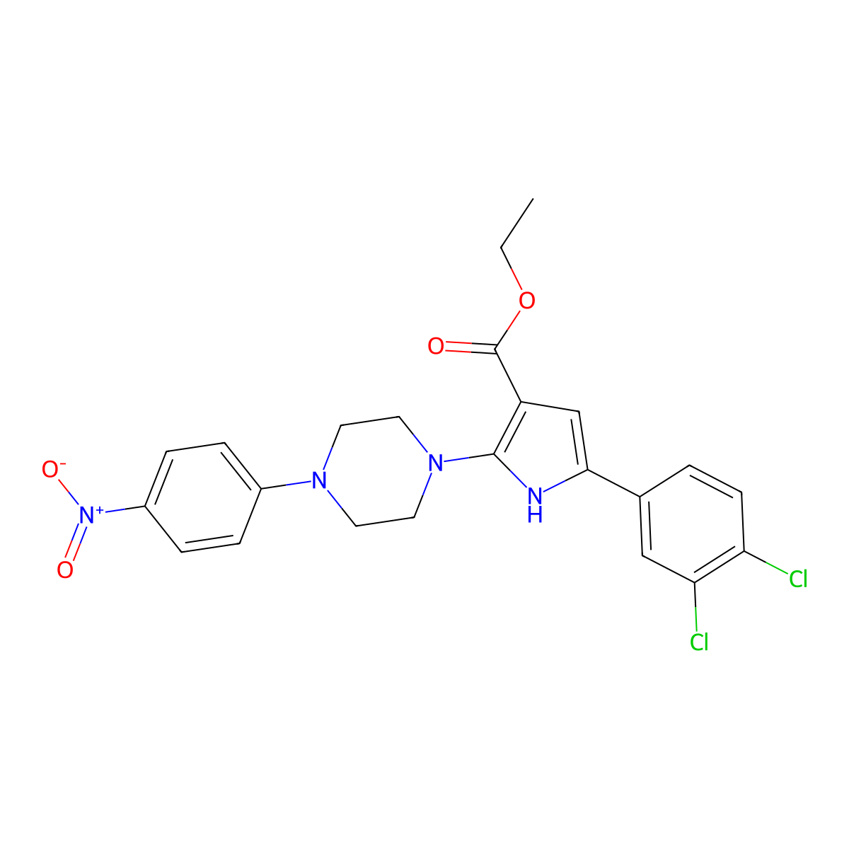 Ethyl 5-(3,4-dichlorophenyl)-2-[4-(4-nitrophenyl)piperazin-1-yl]-1H-pyrrole-3-carboxylate molecular structure, CAS 338406-41-0