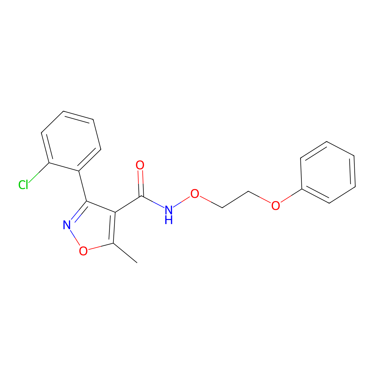 3-(2-chlorophenyl)-5-methyl-N-(2-phenoxyethoxy)-1,2-oxazole-4-carboxamide molecular structure, CAS 338406-47-6