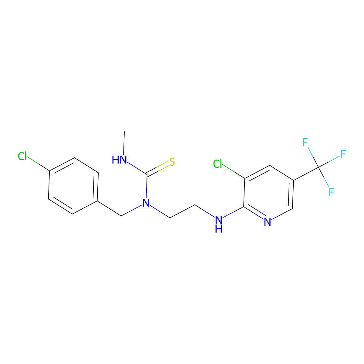 N-(4-chlorobenzyl)-N-(2-{[3-chloro-5-(trifluoromethyl)-2-pyridinyl]amino}ethyl)-N'-methylthiourea molecular structure, CAS 338406-48-7