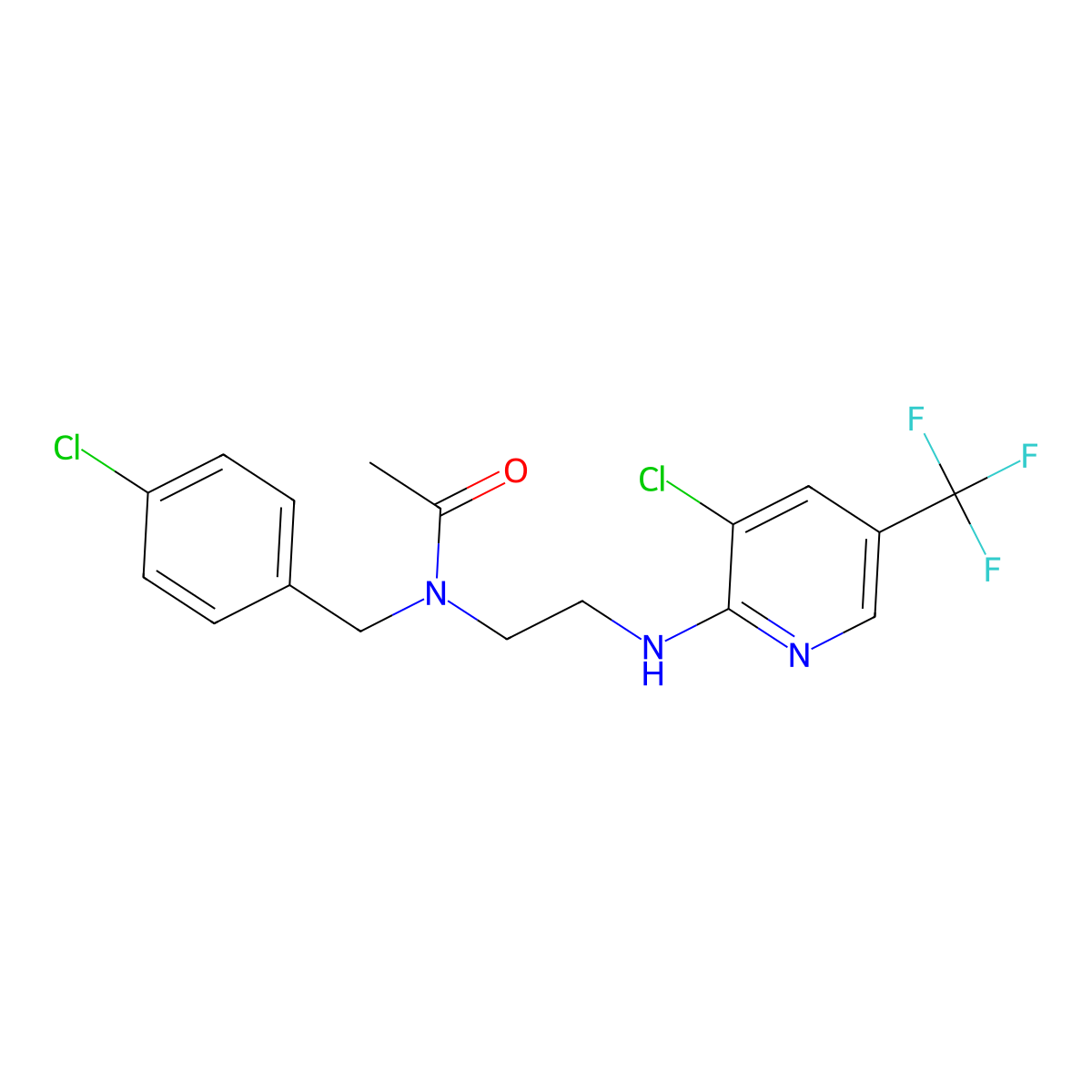 N-(4-chlorobenzyl)-N-(2-{[3-chloro-5-(trifluoromethyl)-2-pyridinyl]amino}ethyl)acetamide molecular structure, CAS 338406-50-1