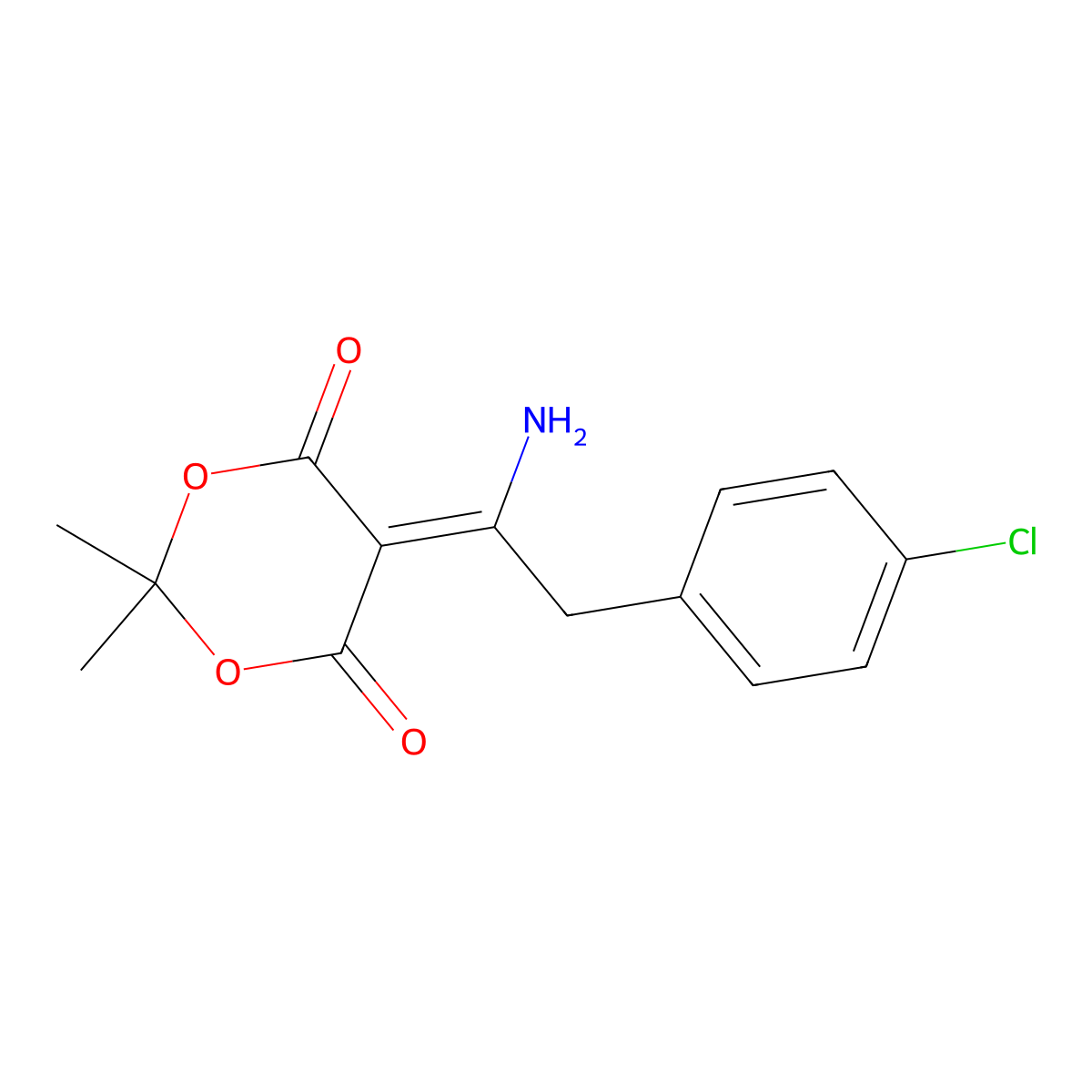 5-[1-Amino-2-(4-chlorophenyl)ethylidene]-2,2-dimethyl-1,3-dioxane-4,6-dione molecular structure, CAS 338406-51-2