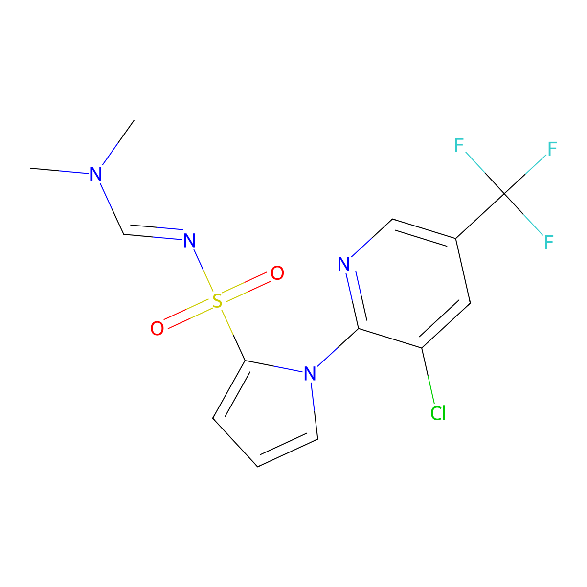 1-[3-chloro-5-(trifluoromethyl)-2-pyridinyl]-N-[(dimethylamino)methylene]-1H-pyrrole-2-sulfonamide molecular structure, CAS 338406-54-5