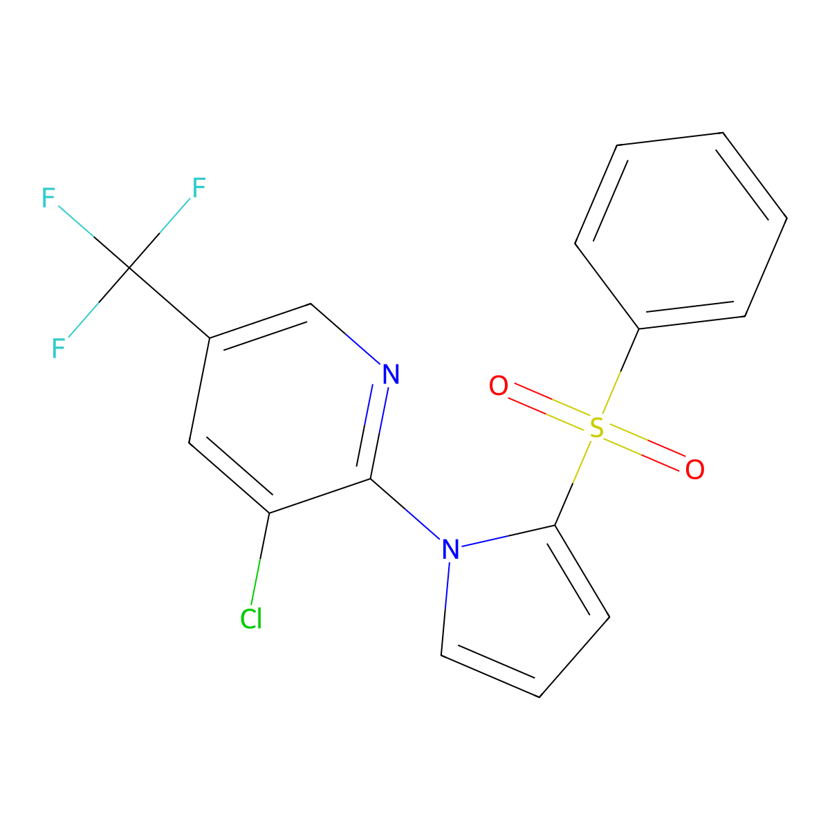 3-chloro-2-[2-(phenylsulfonyl)-1H-pyrrol-1-yl]-5-(trifluoromethyl)pyridine molecular structure, CAS 338406-56-7