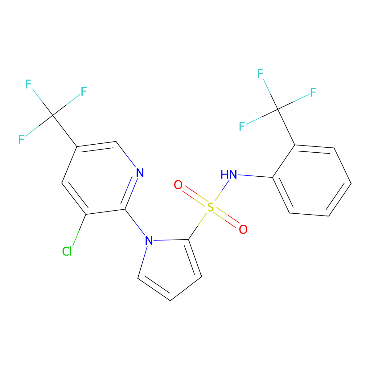 1-[3-chloro-5-(trifluoromethyl)pyridin-2-yl]-N-[2-(trifluoromethyl)phenyl]pyrrole-2-sulfonamide molecular structure, CAS 338406-58-9