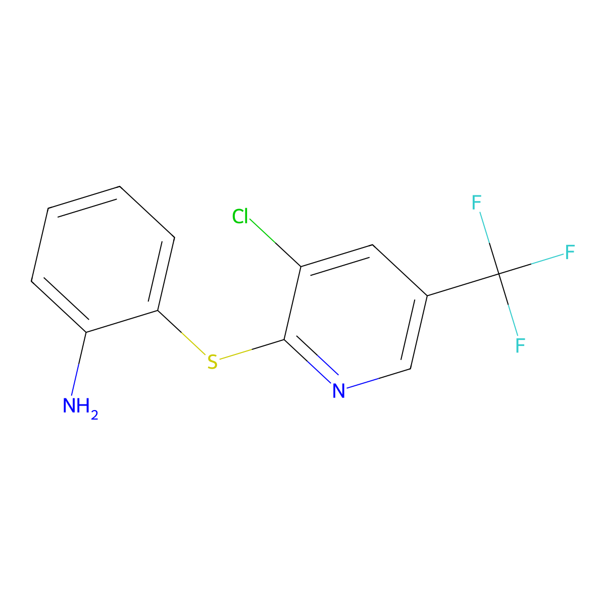 2-((3-Chloro-5-(trifluoromethyl)pyridin-2-yl)thio)aniline molecular structure, CAS 338406-70-5