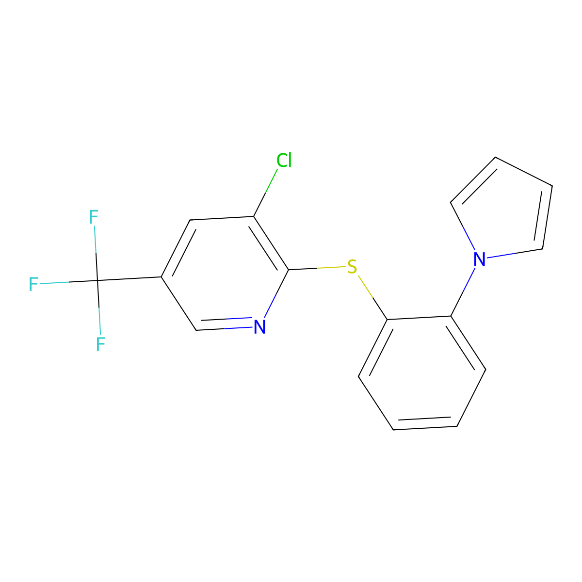 3-chloro-5-(trifluoromethyl)-2-pyridinyl 2-(1H-pyrrol-1-yl)phenyl sulfide molecular structure, CAS 338406-74-9