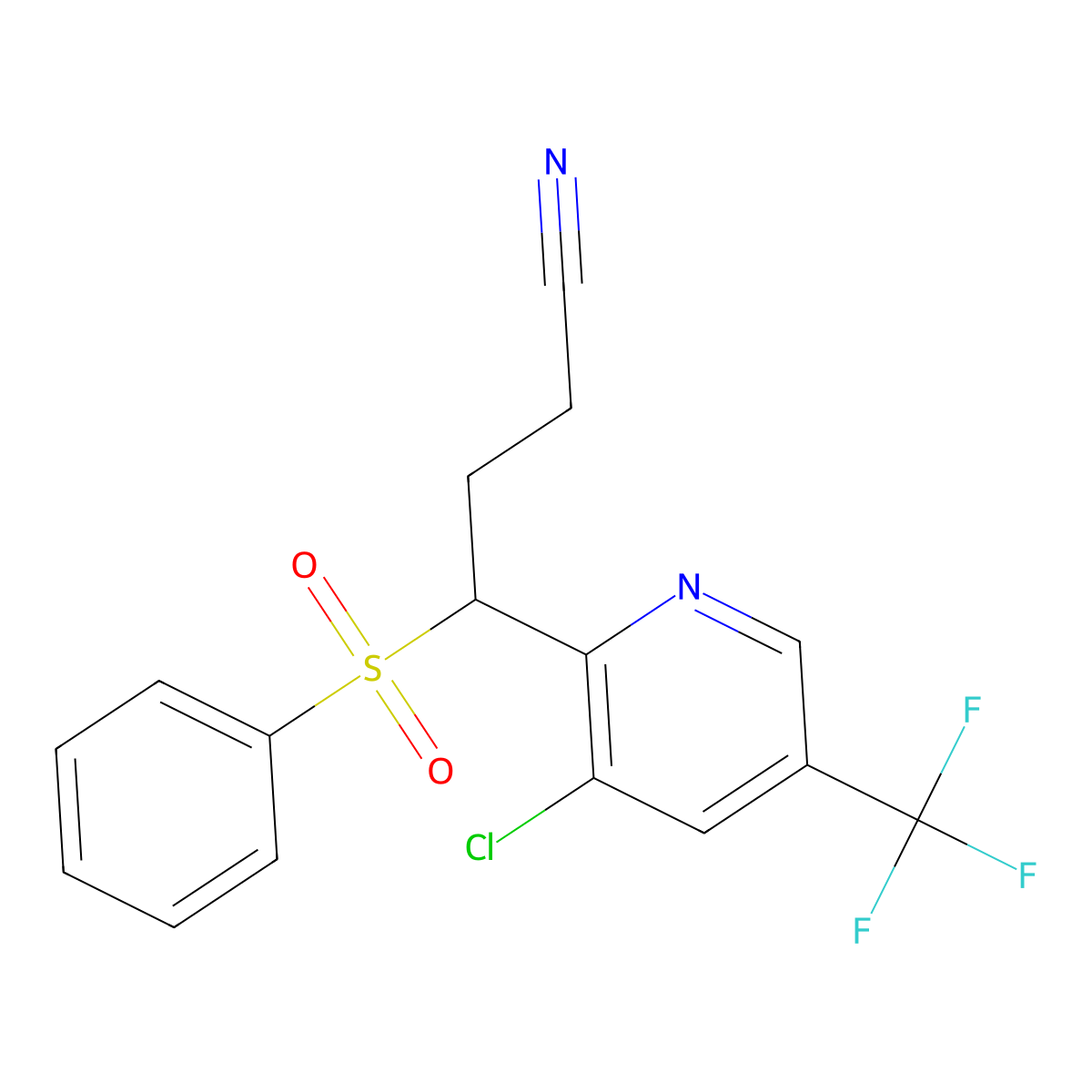 4-[3-Chloro-5-(trifluoromethyl)-2-pyridinyl]-4-(phenylsulfonyl)butanenitrile molecular structure, CAS 338406-76-1