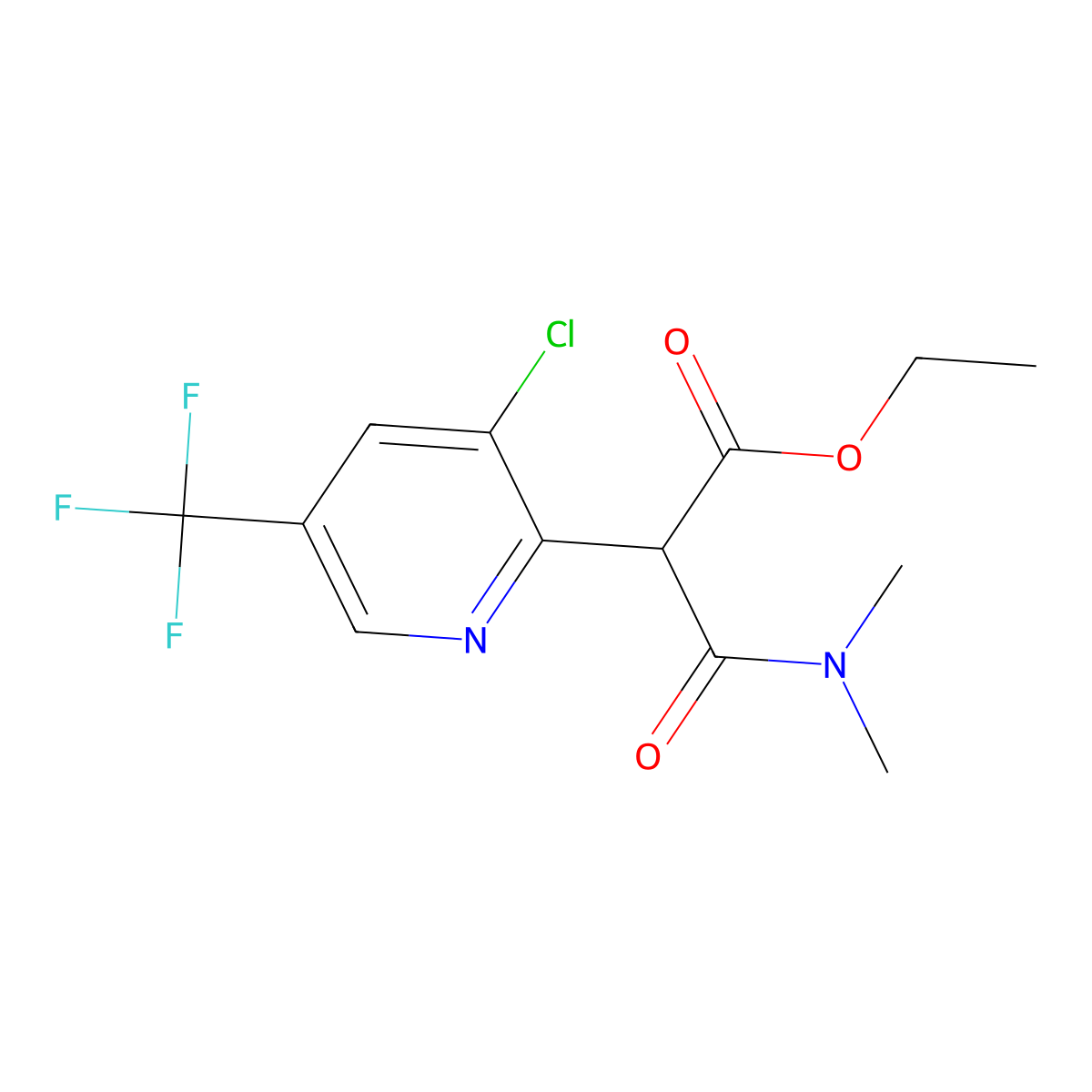 Ethyl 2-[3-chloro-5-(trifluoromethyl)-2-pyridinyl]-3-(dimethylamino)-3-oxopropanoate molecular structure, CAS 338406-77-2