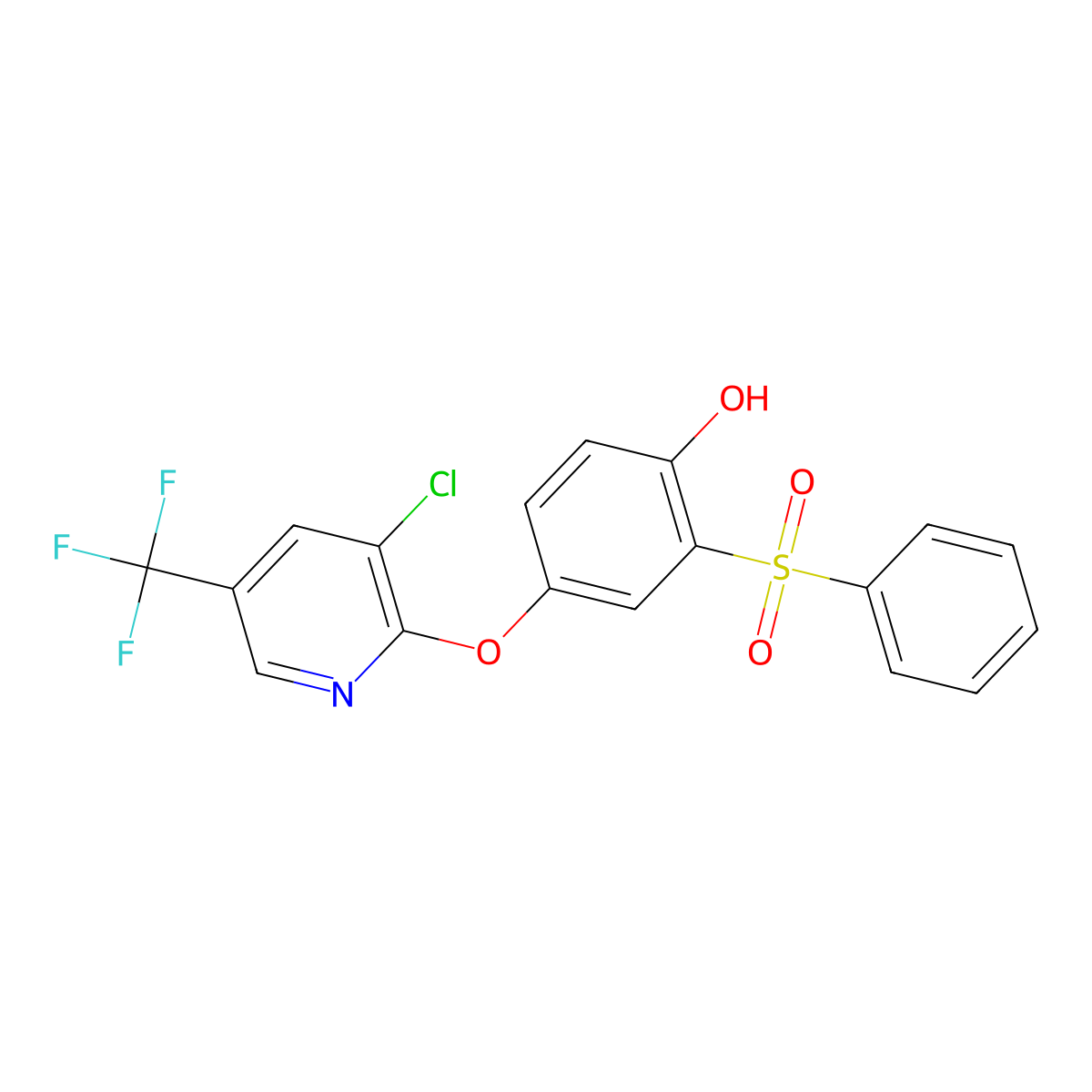 2-(Benzenesulfonyl)-4-[3-chloro-5-(trifluoromethyl)pyridin-2-yl]oxyphenol molecular structure, CAS 338406-78-3