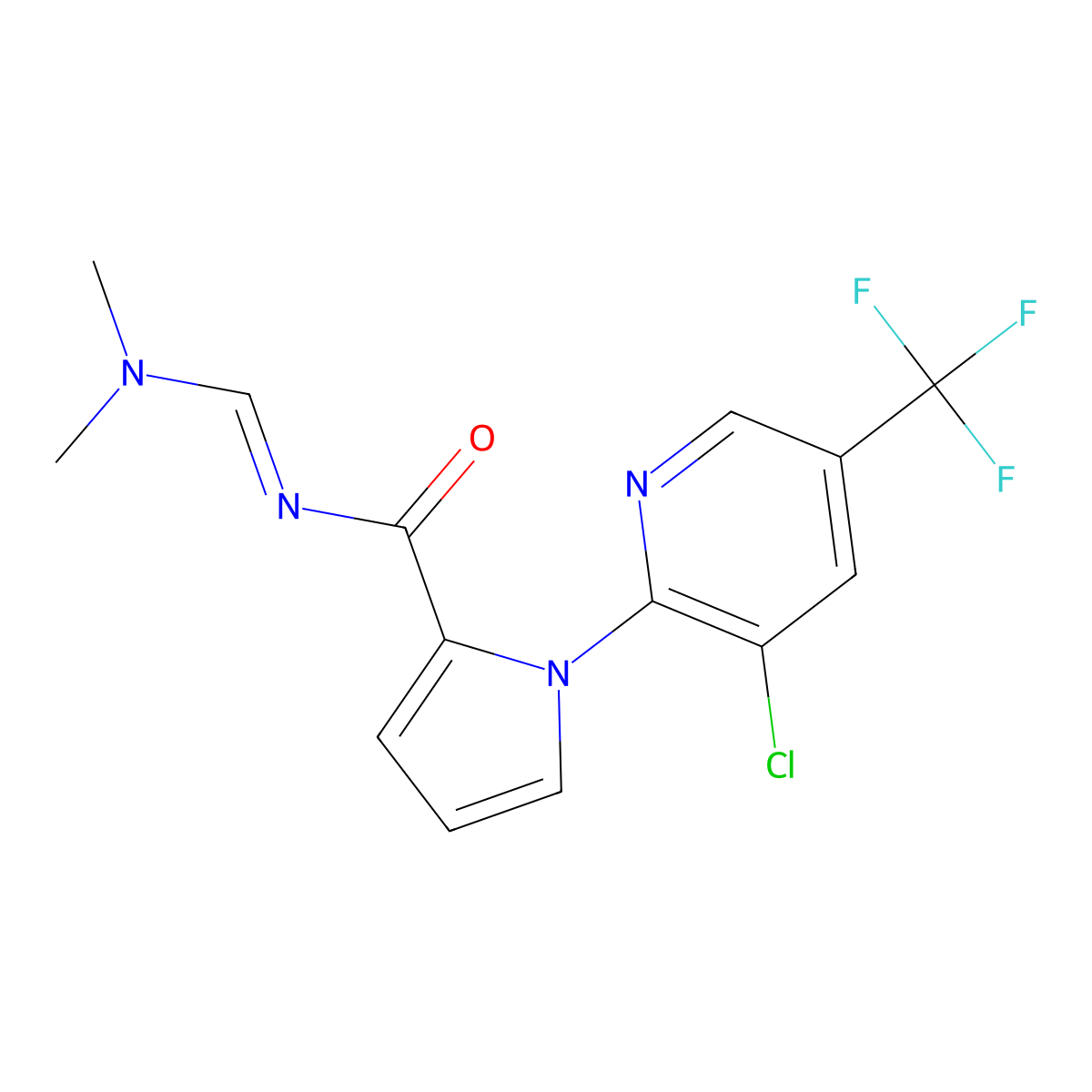 1-[3-chloro-5-(trifluoromethyl)-2-pyridinyl]-N-[(dimethylamino)methylene]-1H-pyrrole-2-carboxamide molecular structure, CAS 338406-86-3