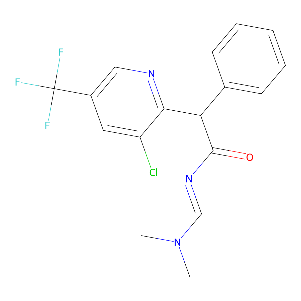 2-[3-chloro-5-(trifluoromethyl)-2-pyridinyl]-N-[(dimethylamino)methylene]-2-phenylacetamide molecular structure, CAS 338406-89-6
