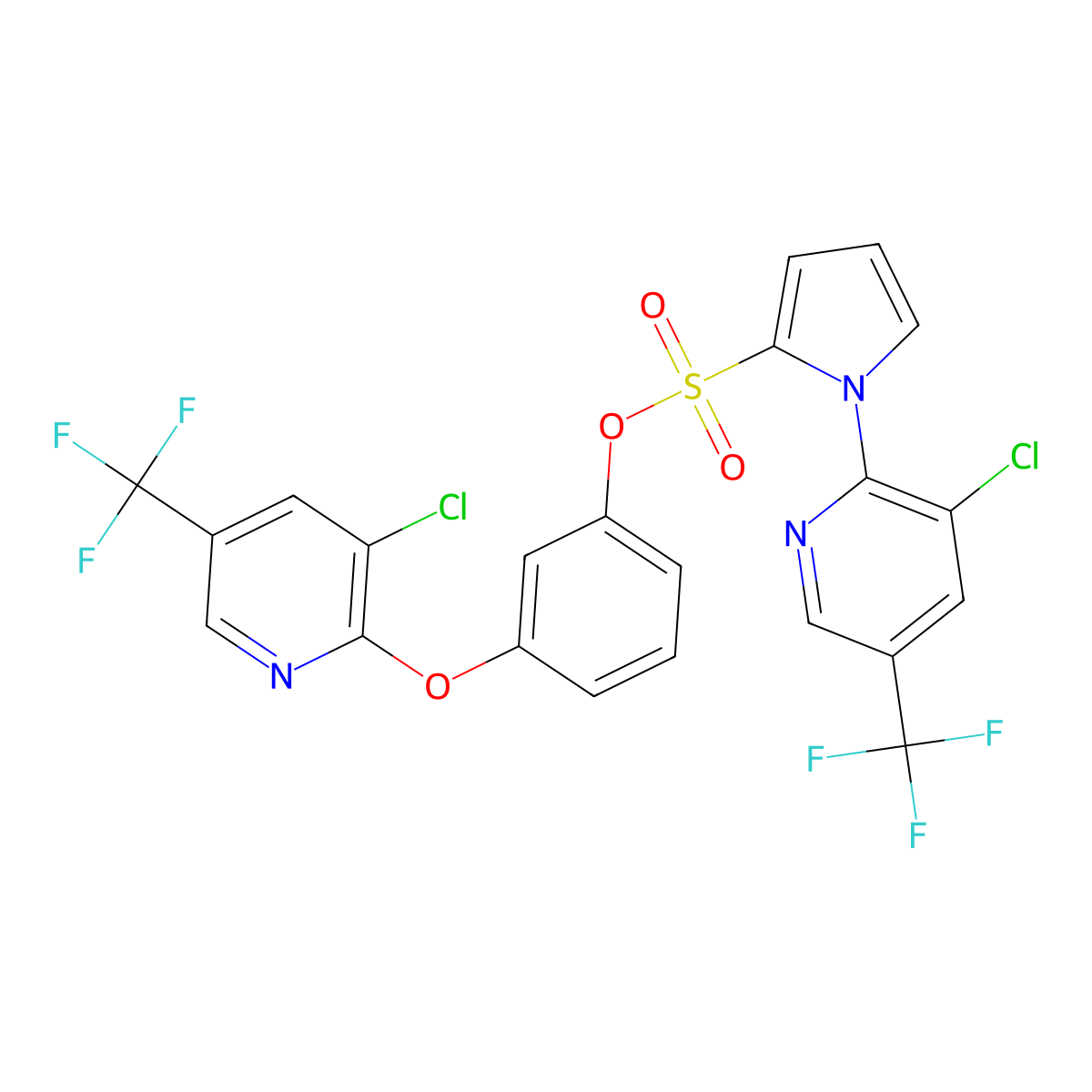 3-{[3-chloro-5-(trifluoromethyl)-2-pyridinyl]oxy}phenyl 1-[3-chloro-5-(trifluoromethyl)-2-pyridinyl]-1H-pyrrole-2-sulfonate molecular structure, CAS 338406-93-2