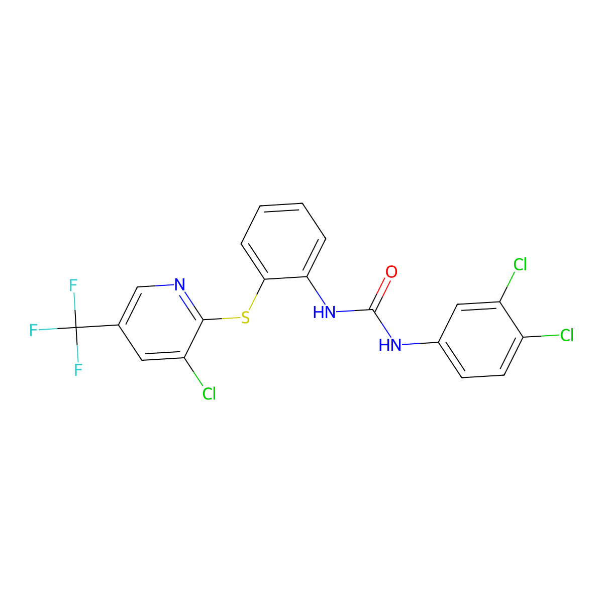 1-[2-[3-Chloro-5-(trifluoromethyl)pyridin-2-yl]sulfanylphenyl]-3-(3,4-dichlorophenyl)urea molecular structure, CAS 338406-97-6