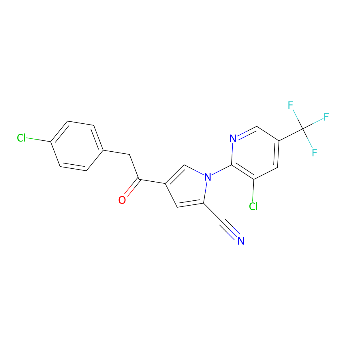 4-[2-(4-chlorophenyl)acetyl]-1-[3-chloro-5-(trifluoromethyl)-2-pyridinyl]-1H-pyrrole-2-carbonitrile molecular structure, CAS 338406-99-8