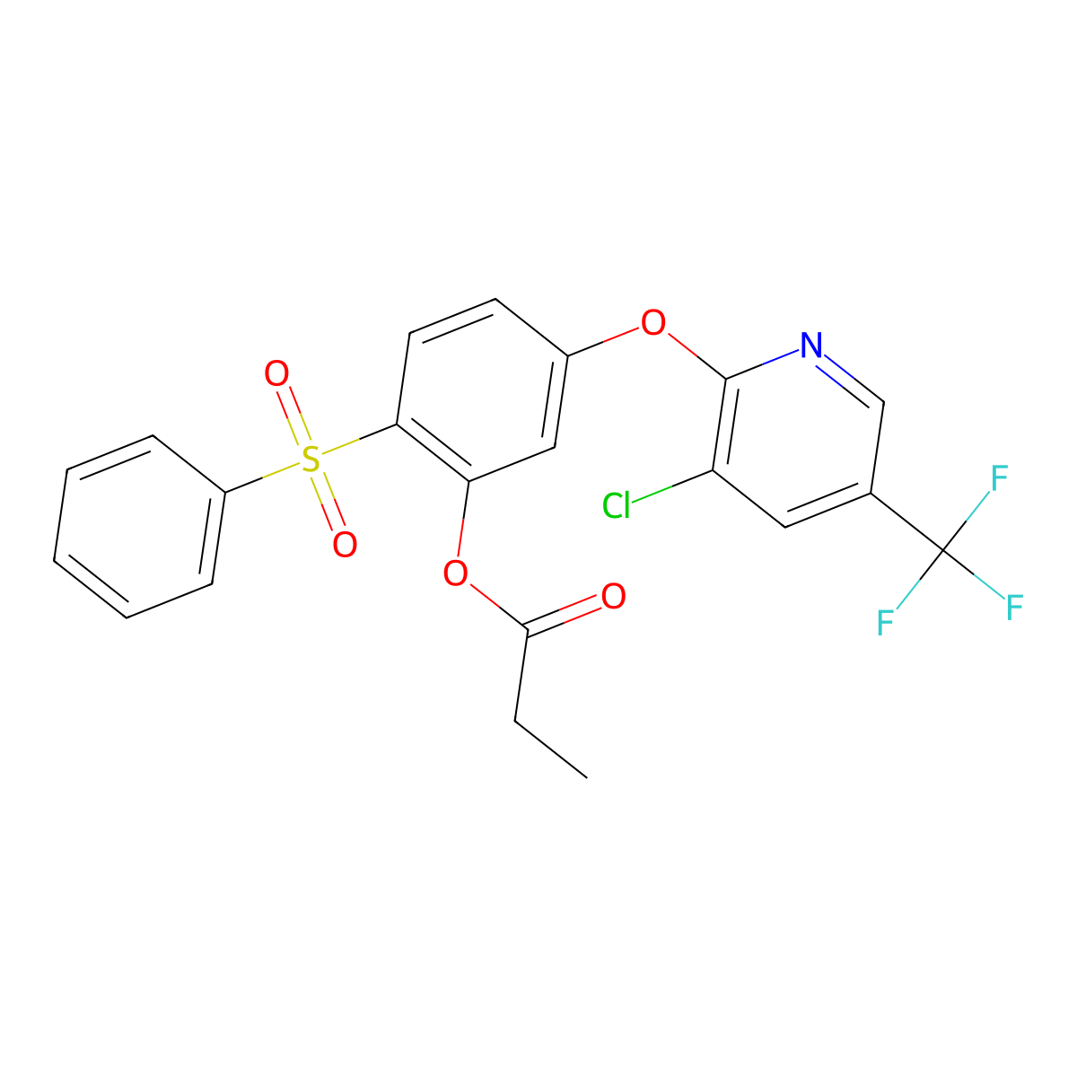 5-{[3-Chloro-5-(trifluoromethyl)-2-pyridinyl]oxy}-2-(phenylsulfonyl)phenyl propionate molecular structure, CAS 338407-05-9