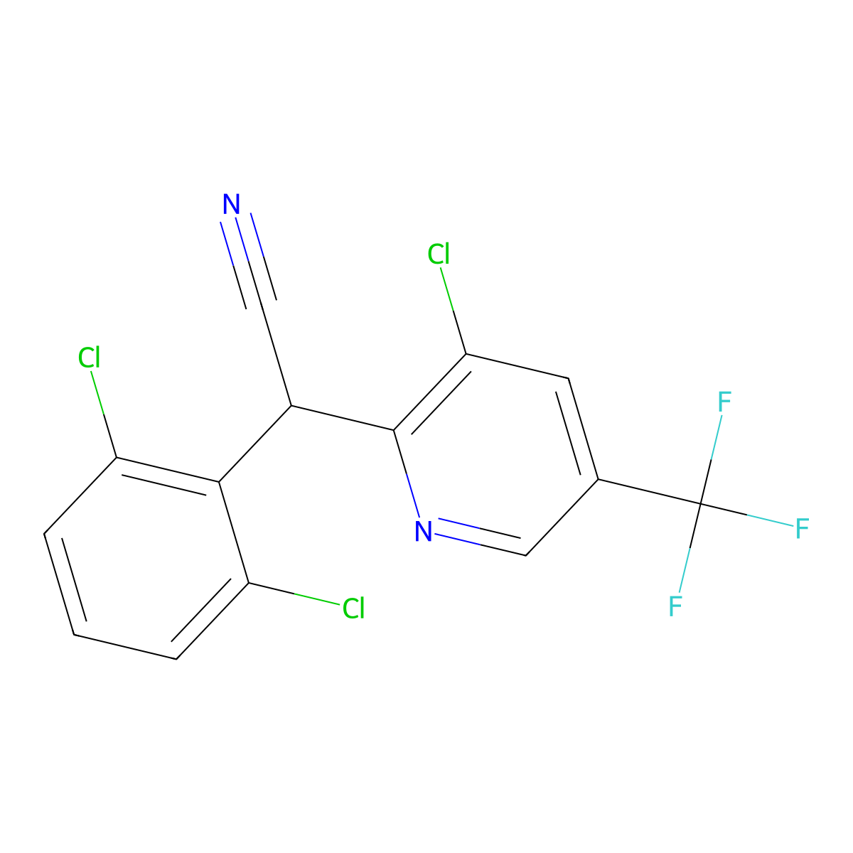 2-(3-Chloro-5-(trifluoromethyl)pyridin-2-yl)-2-(2,6-dichlorophenyl)acetonitrile molecular structure, CAS 338407-06-0
