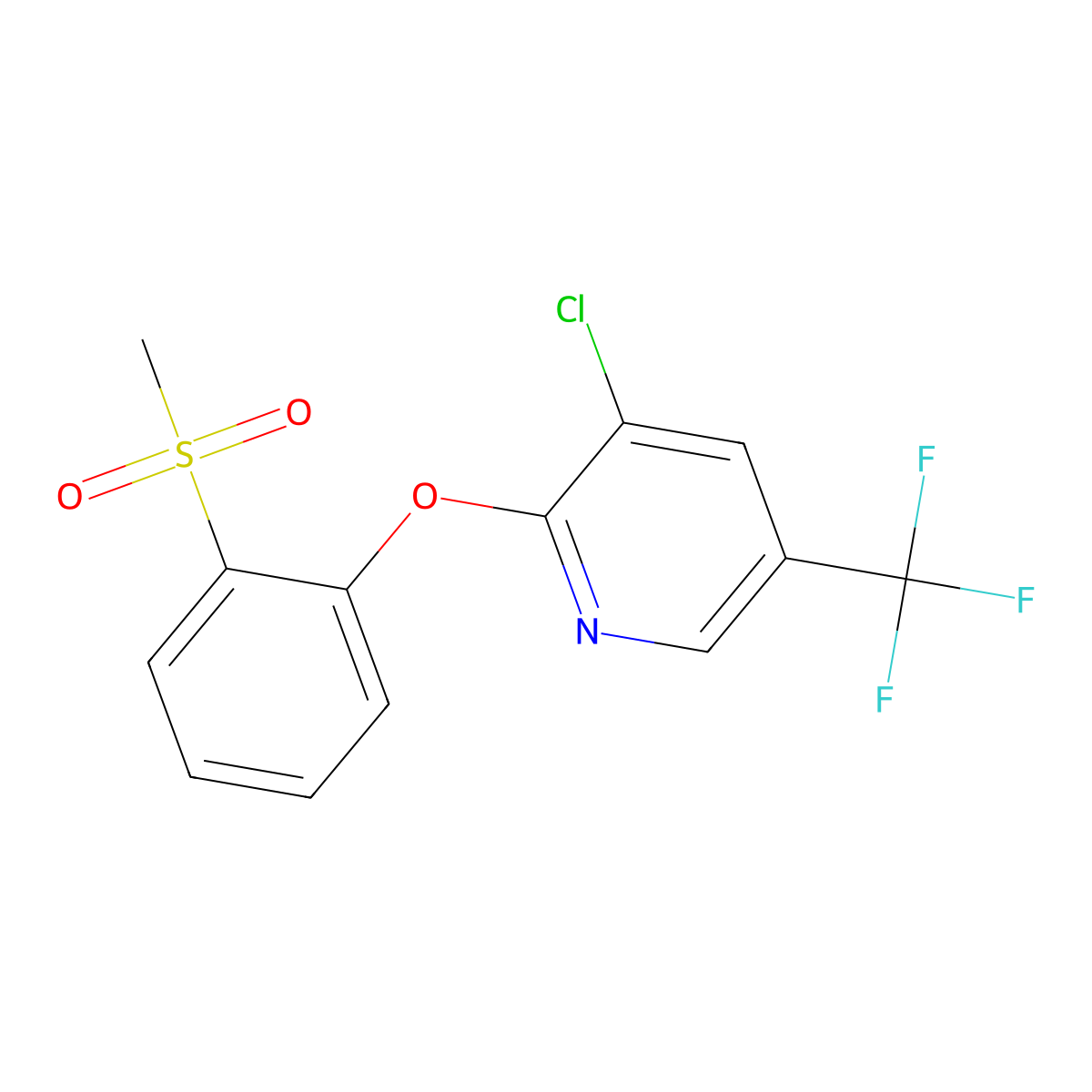 3-Chloro-2-[2-(methylsulfonyl)phenoxy]-5-(trifluoromethyl)pyridine molecular structure, CAS 338407-09-3