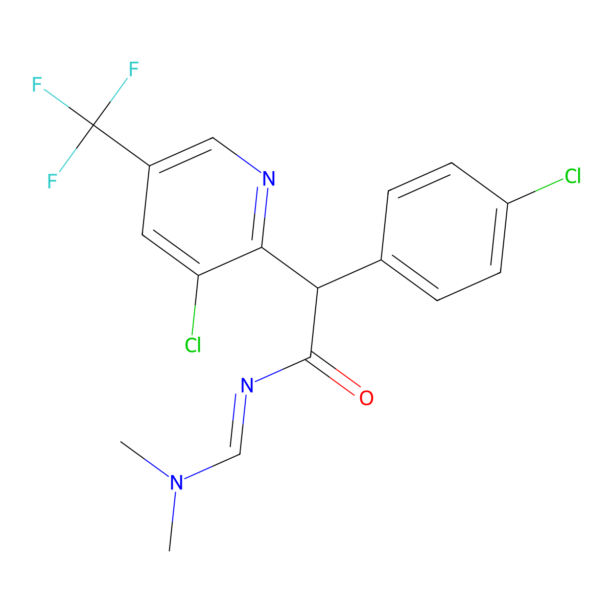 2-(4-chlorophenyl)-2-[3-chloro-5-(trifluoromethyl)-2-pyridinyl]-N-[(dimethylamino)methylene]acetamide molecular structure, CAS 338407-12-8